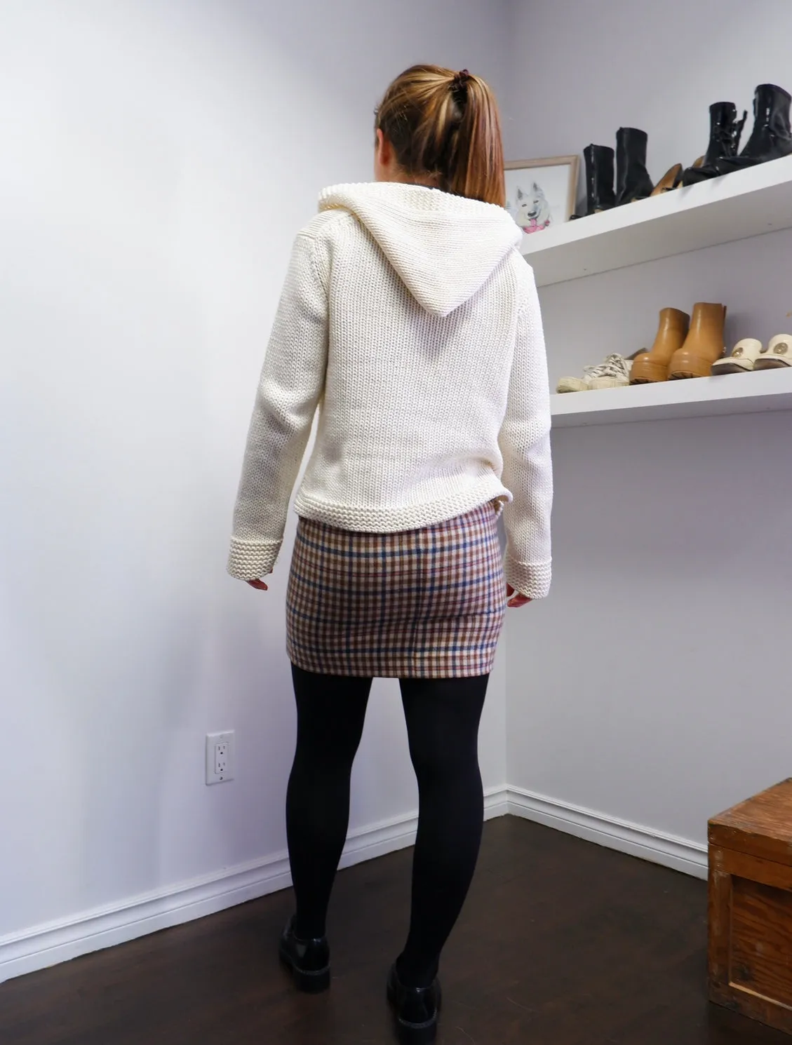 Preppy Wool-Blend Plaid Mini Skirt - 2/4