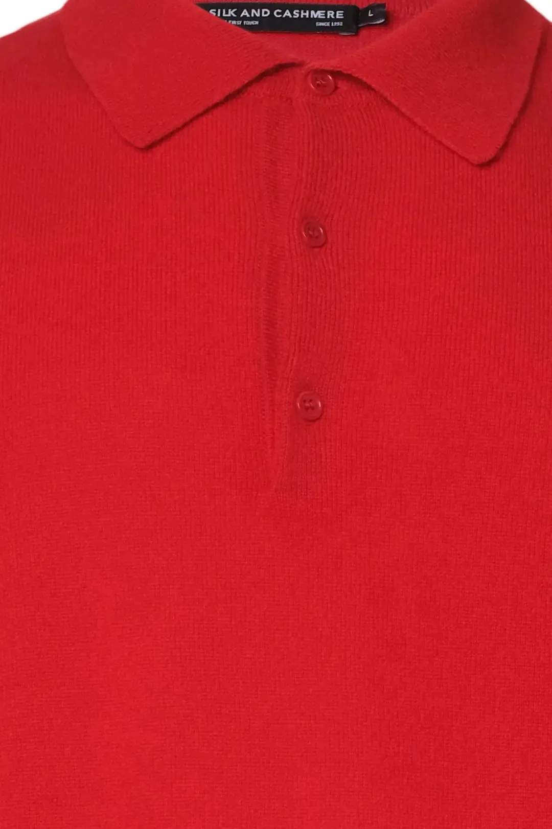 Red Pure Cashmere Polo Neck Men's Sweater