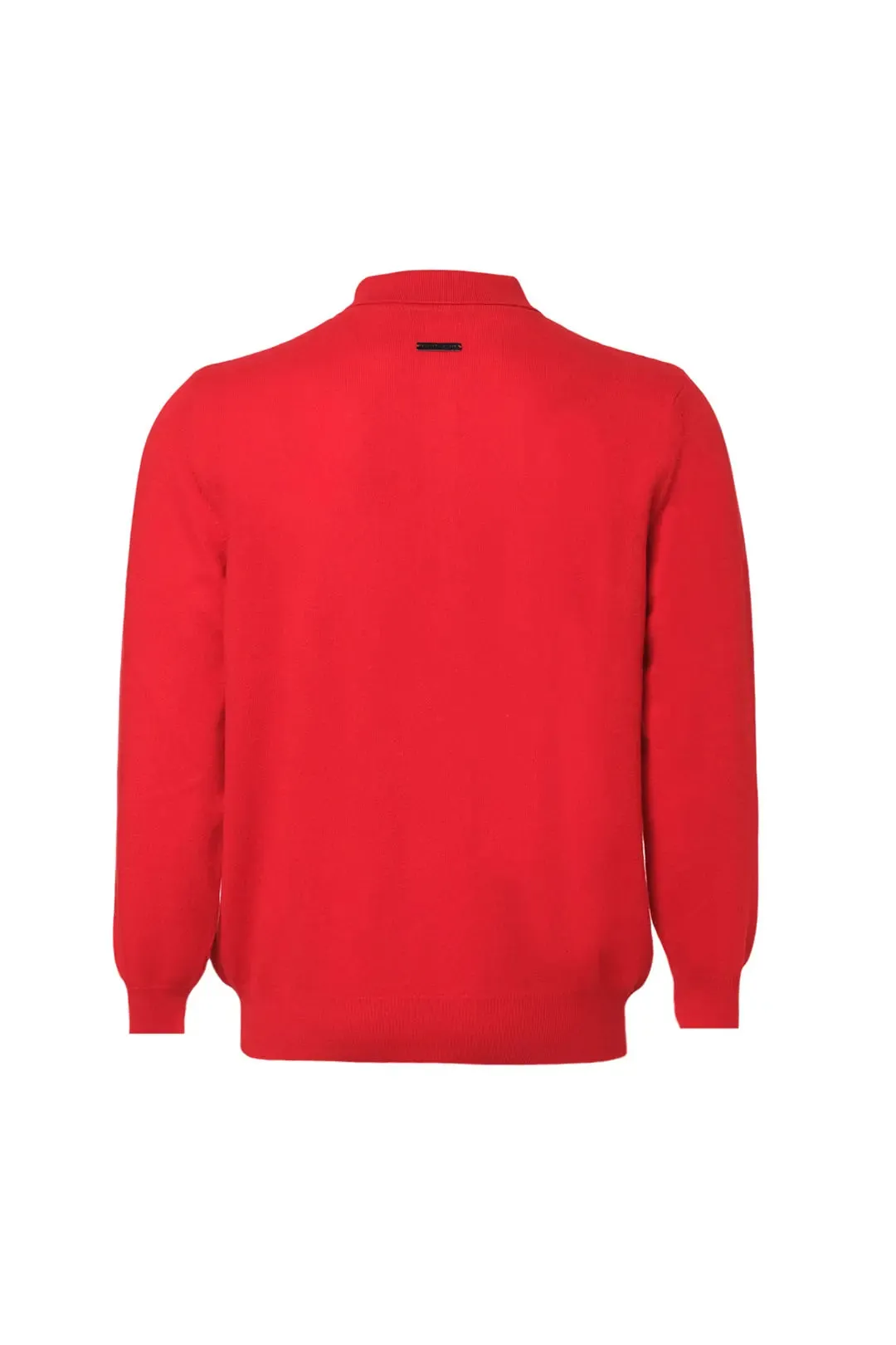 Red Pure Cashmere Polo Neck Men's Sweater