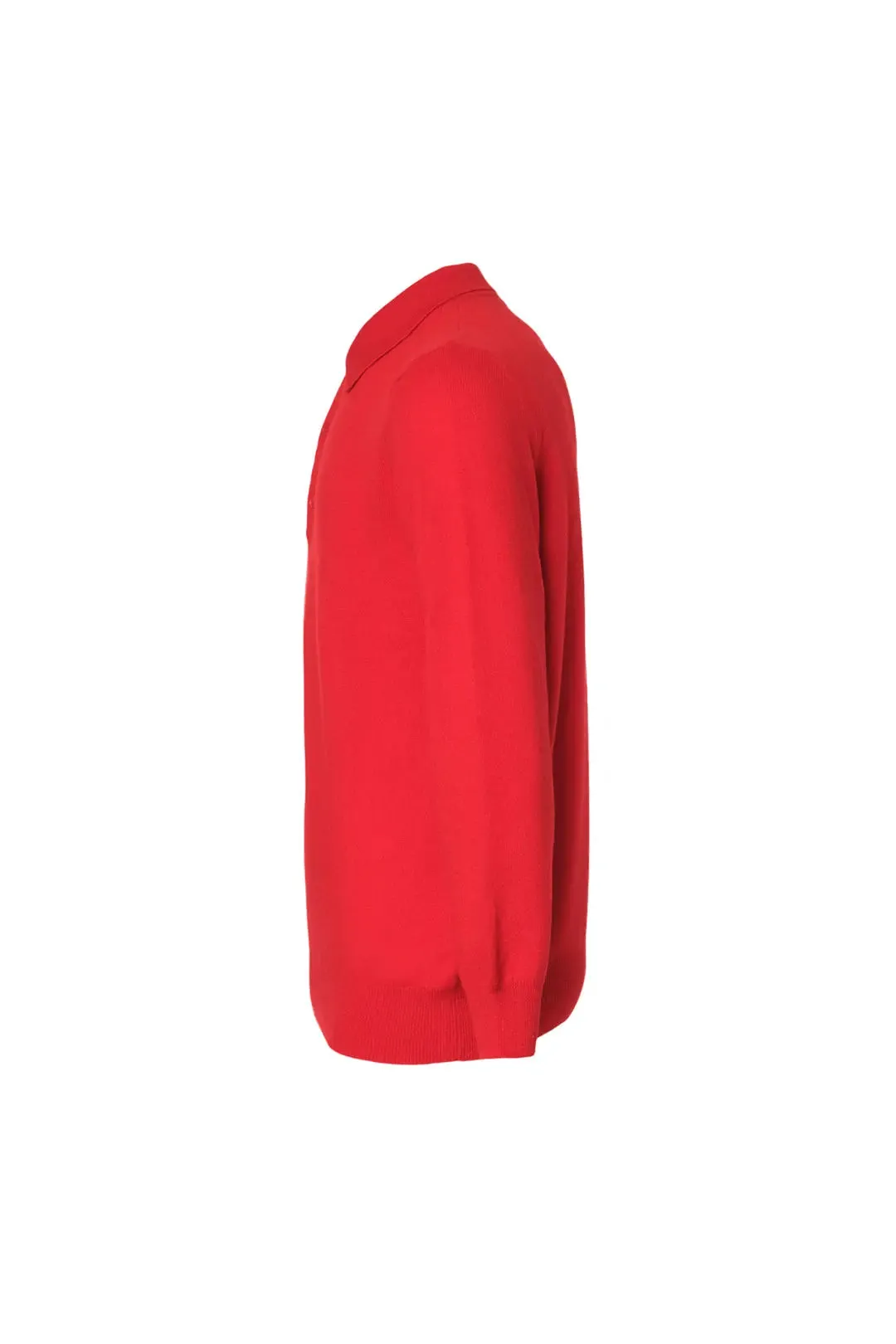 Red Pure Cashmere Polo Neck Men's Sweater