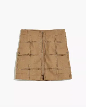 (Re)sourced Zip-Front Mini Skirt | Tan