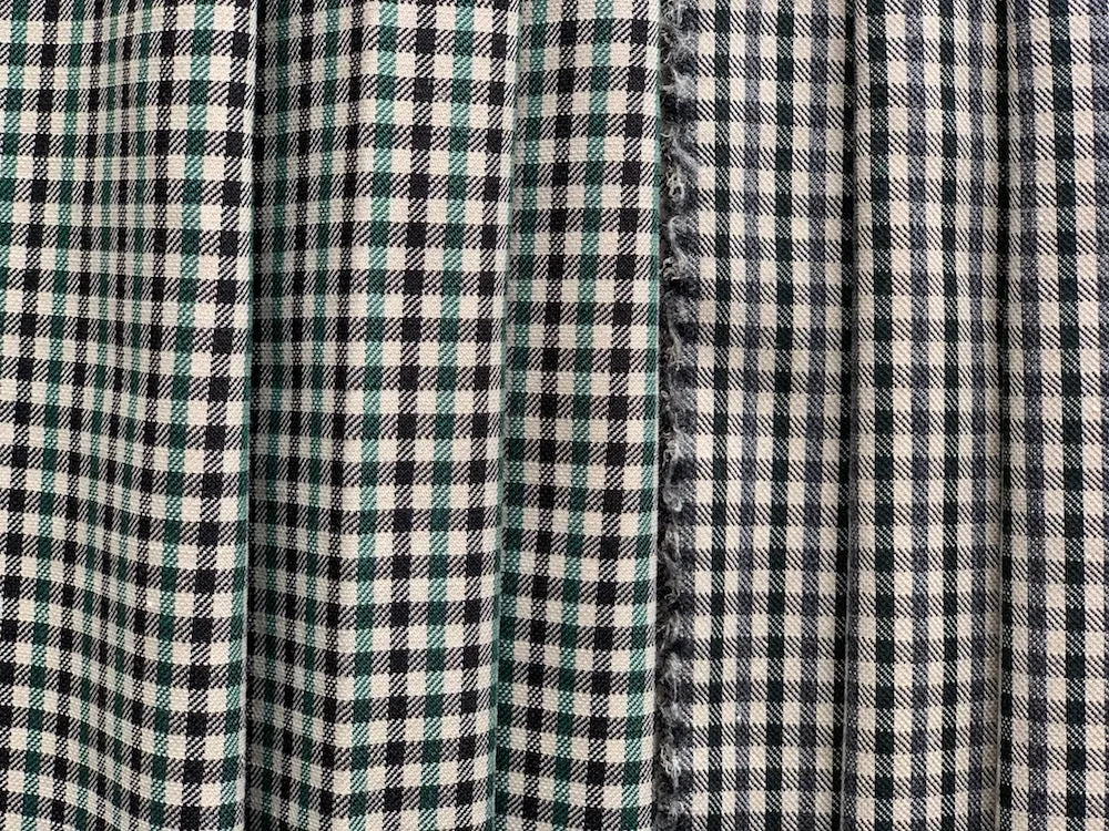 Reversible Evergreen Mini-Check Stretch Wool & Cotton Blend