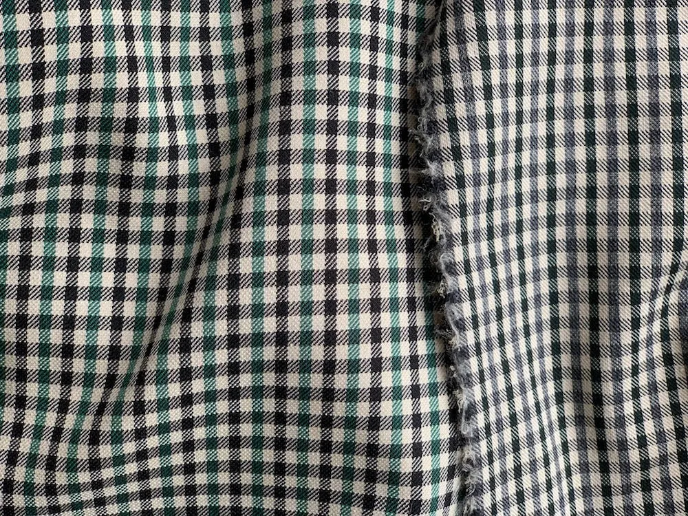 Reversible Evergreen Mini-Check Stretch Wool & Cotton Blend