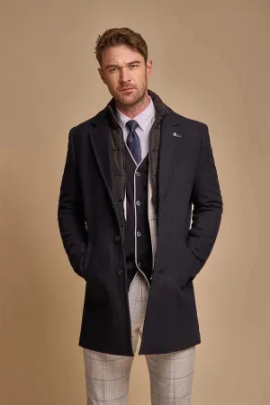 Sanford - Men's Navy Wool Blend Overcoat