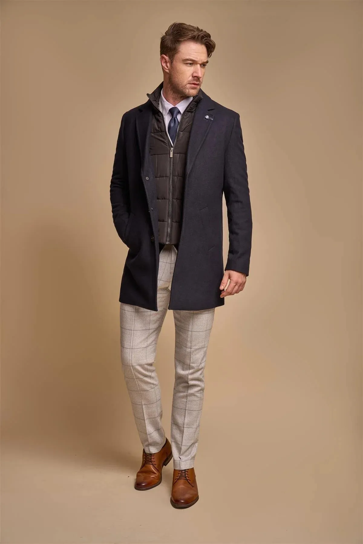 Sanford - Men's Navy Wool Blend Overcoat