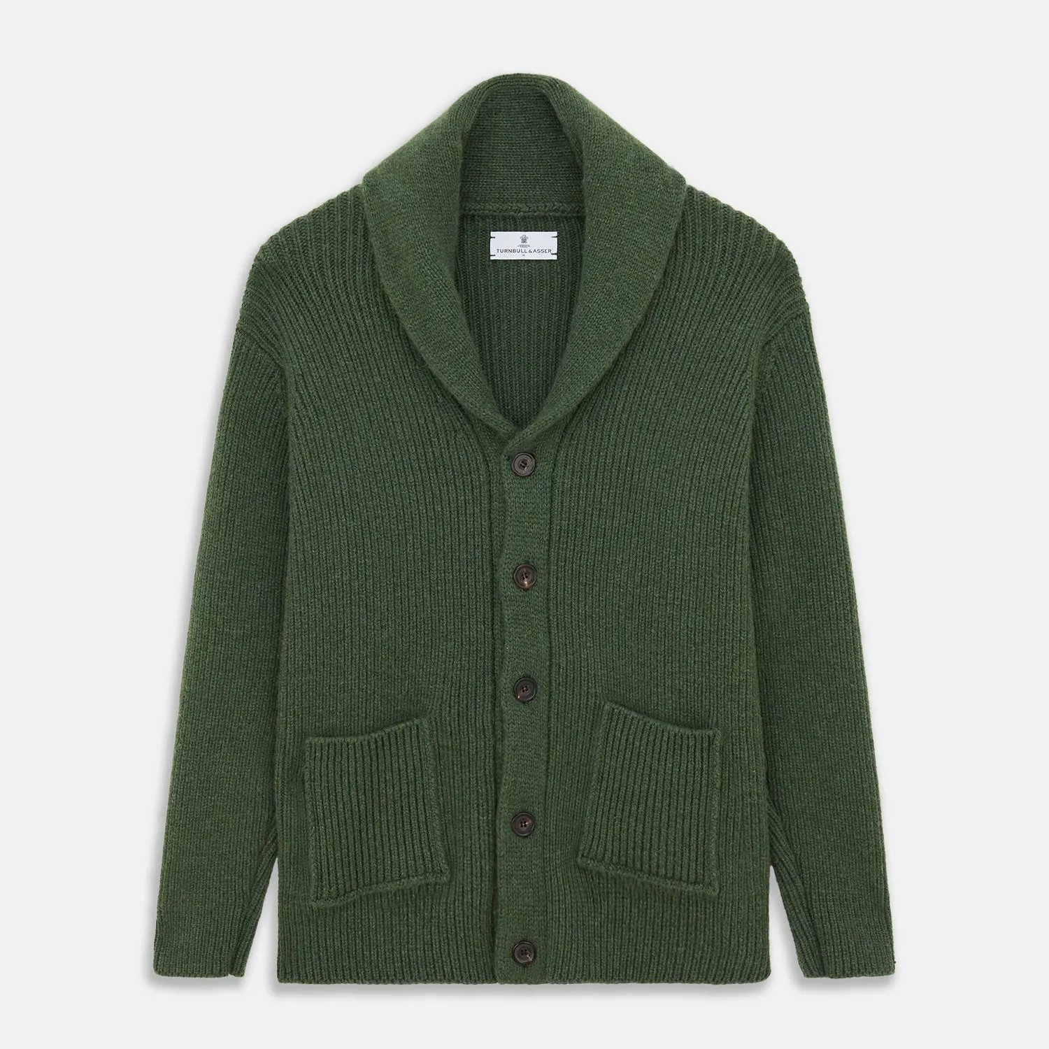 Serpentine Green Ribbed Cashmere Ainsley Cardigan