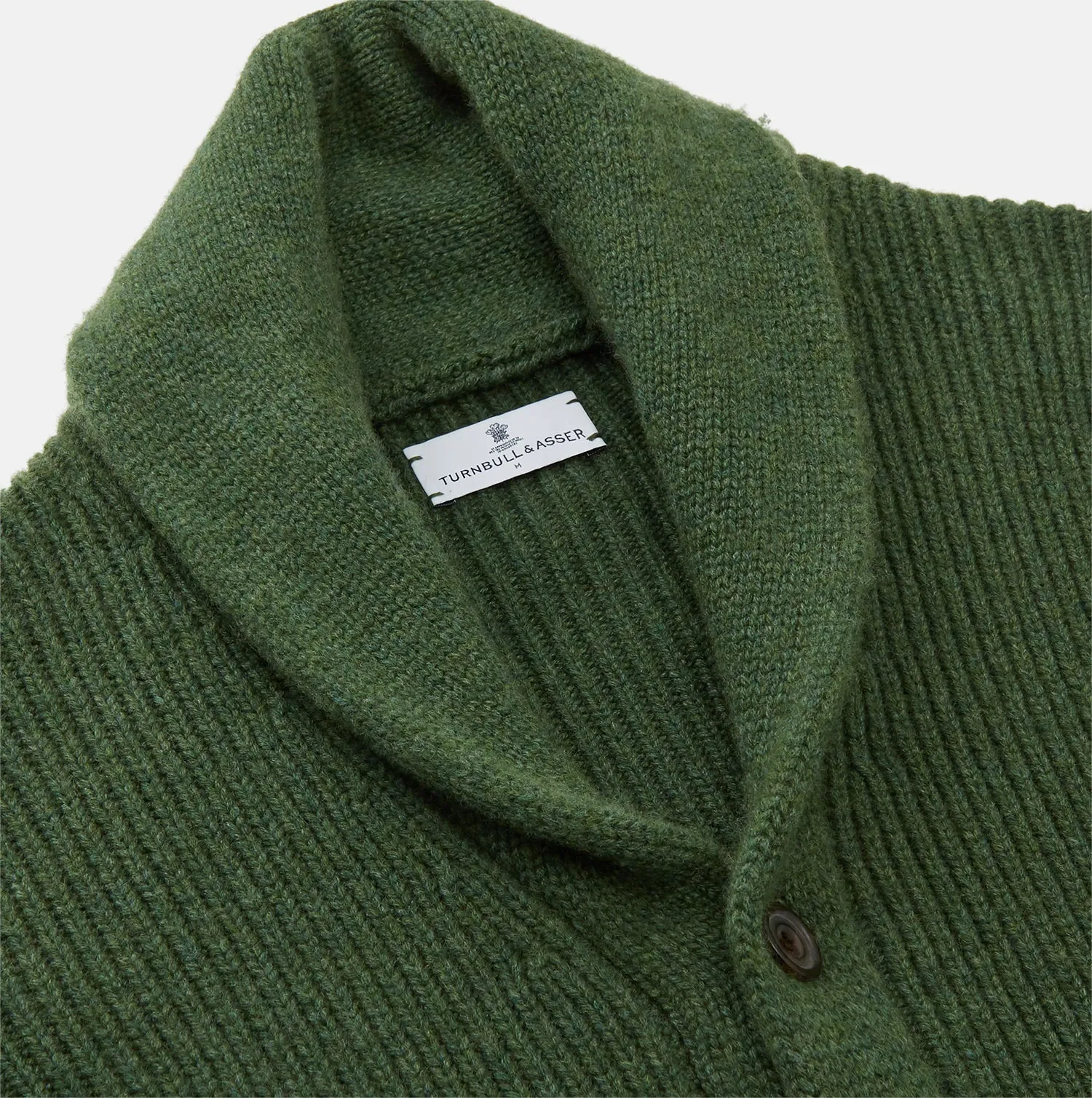 Serpentine Green Ribbed Cashmere Ainsley Cardigan