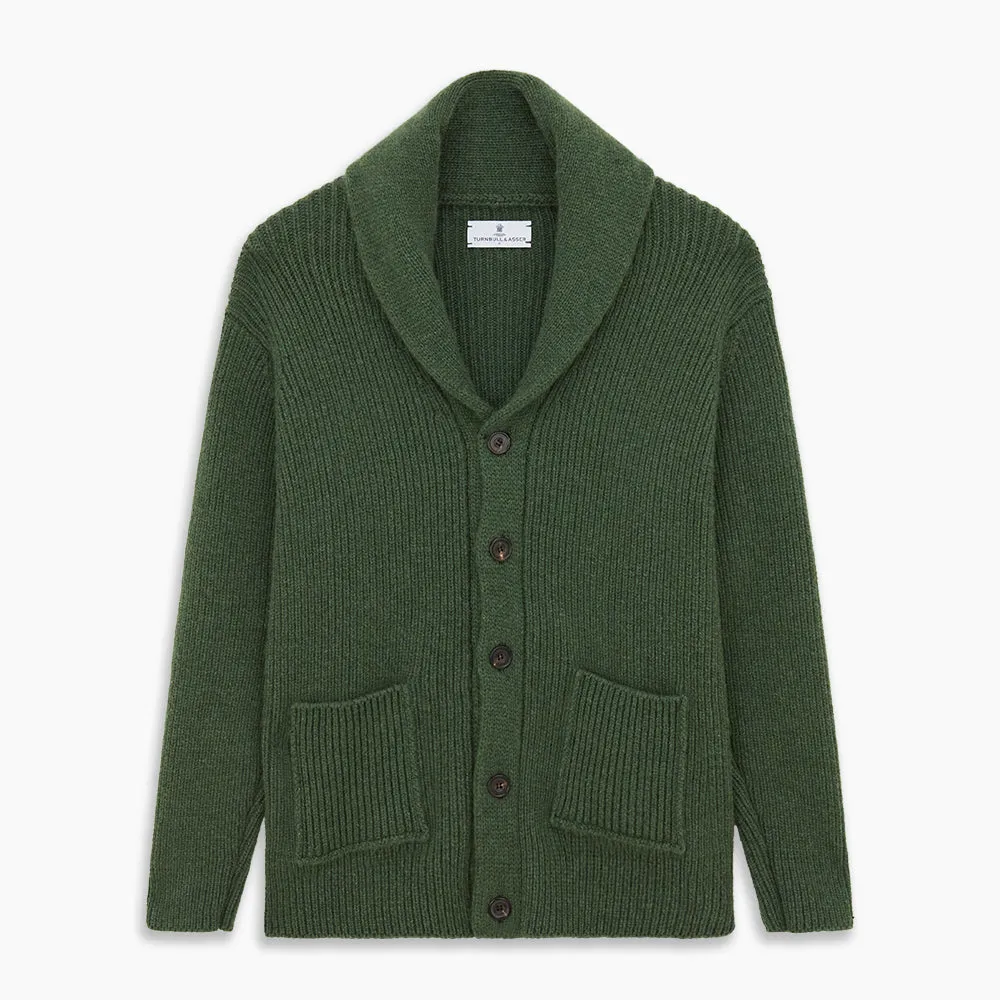 Serpentine Green Ribbed Cashmere Ainsley Cardigan