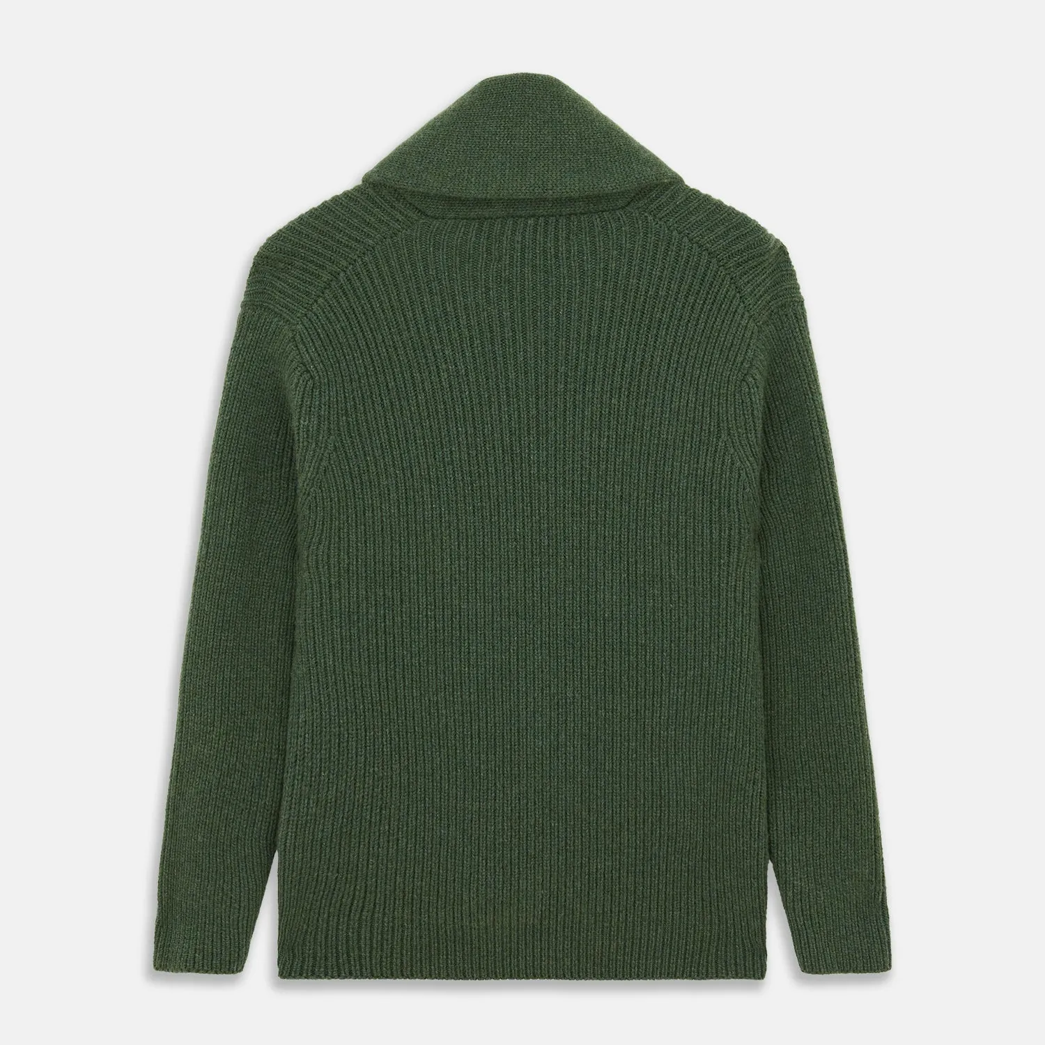 Serpentine Green Ribbed Cashmere Ainsley Cardigan