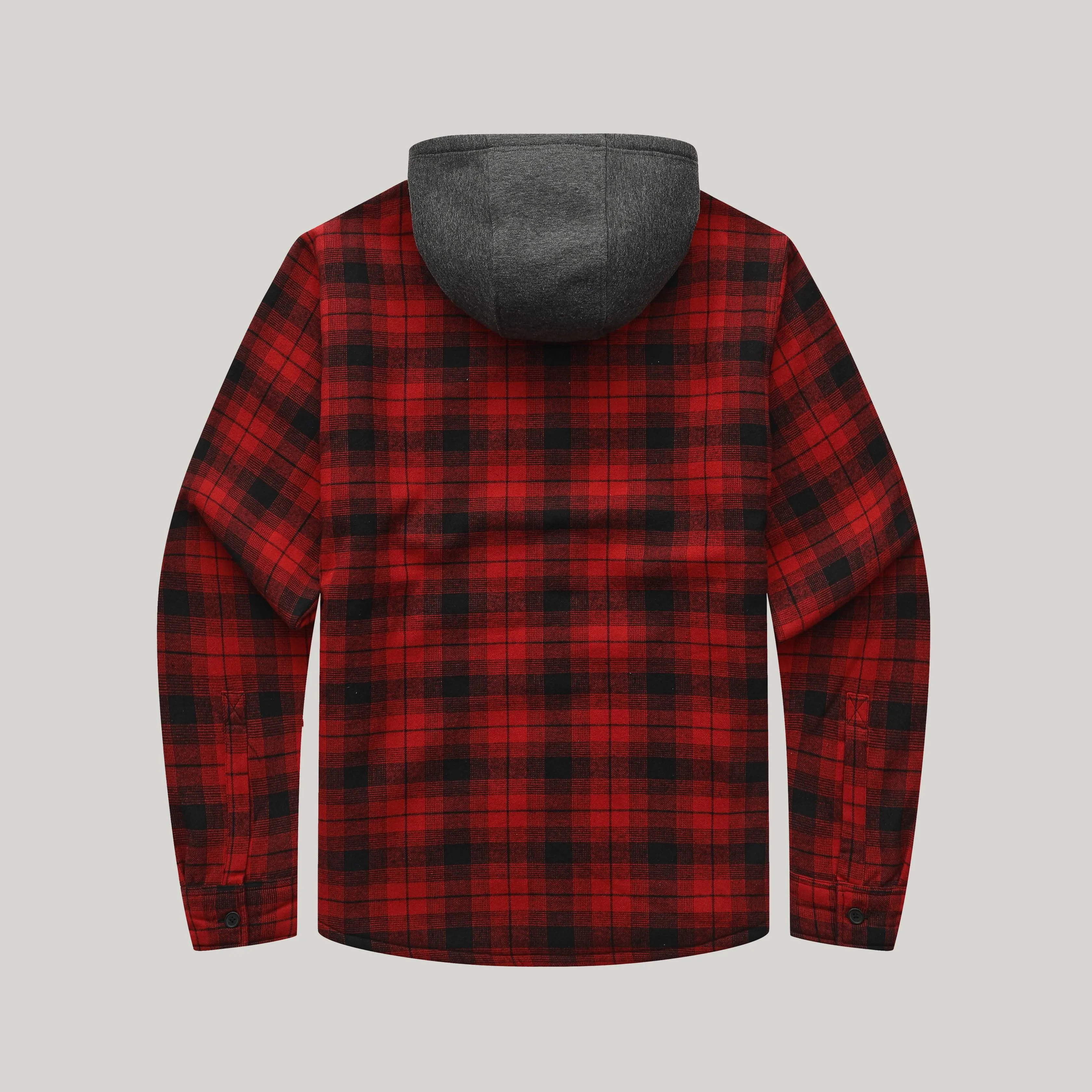 Sherpa Bonded Hooded Flannel Shirt Jacket