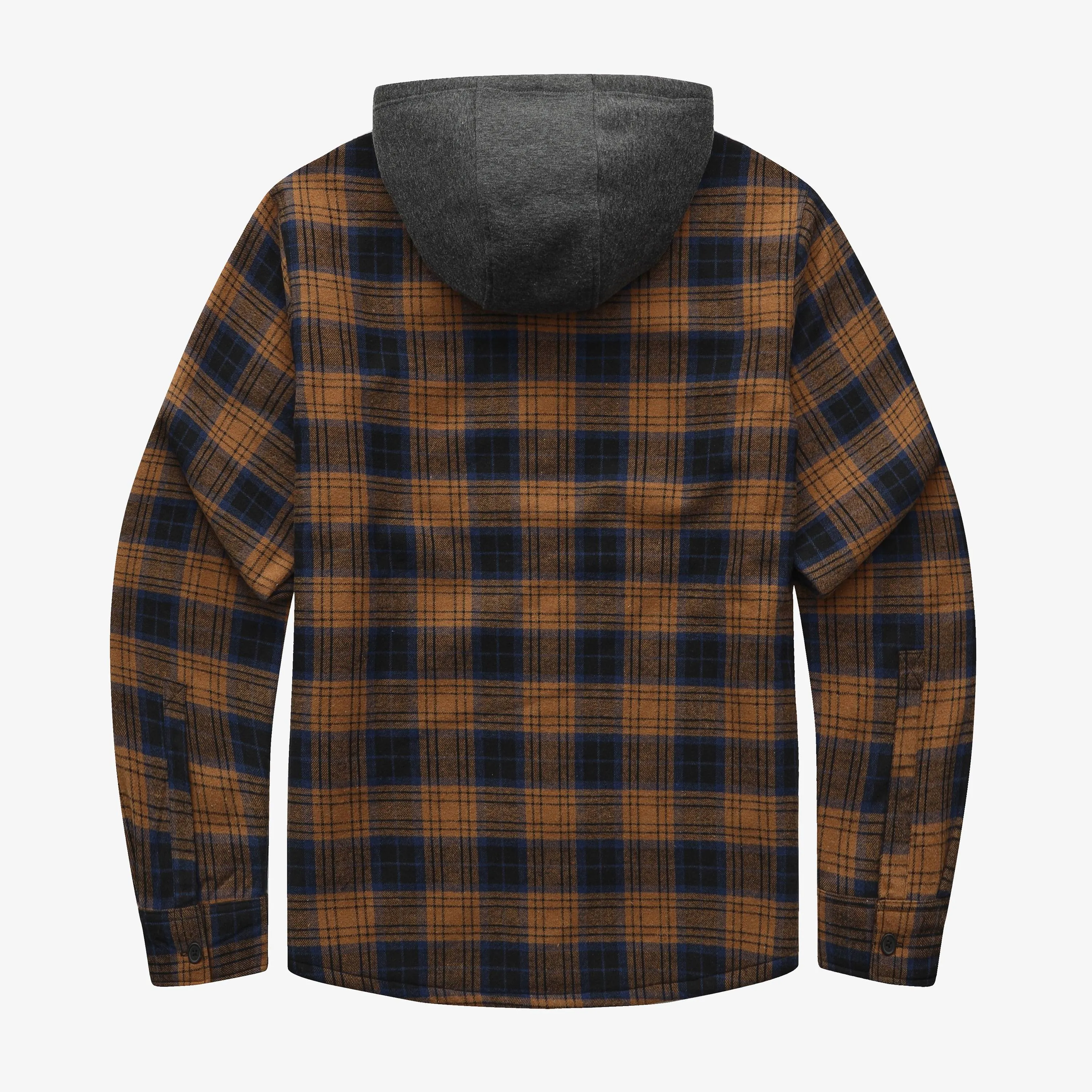 Sherpa Bonded Hooded Flannel Shirt Jacket