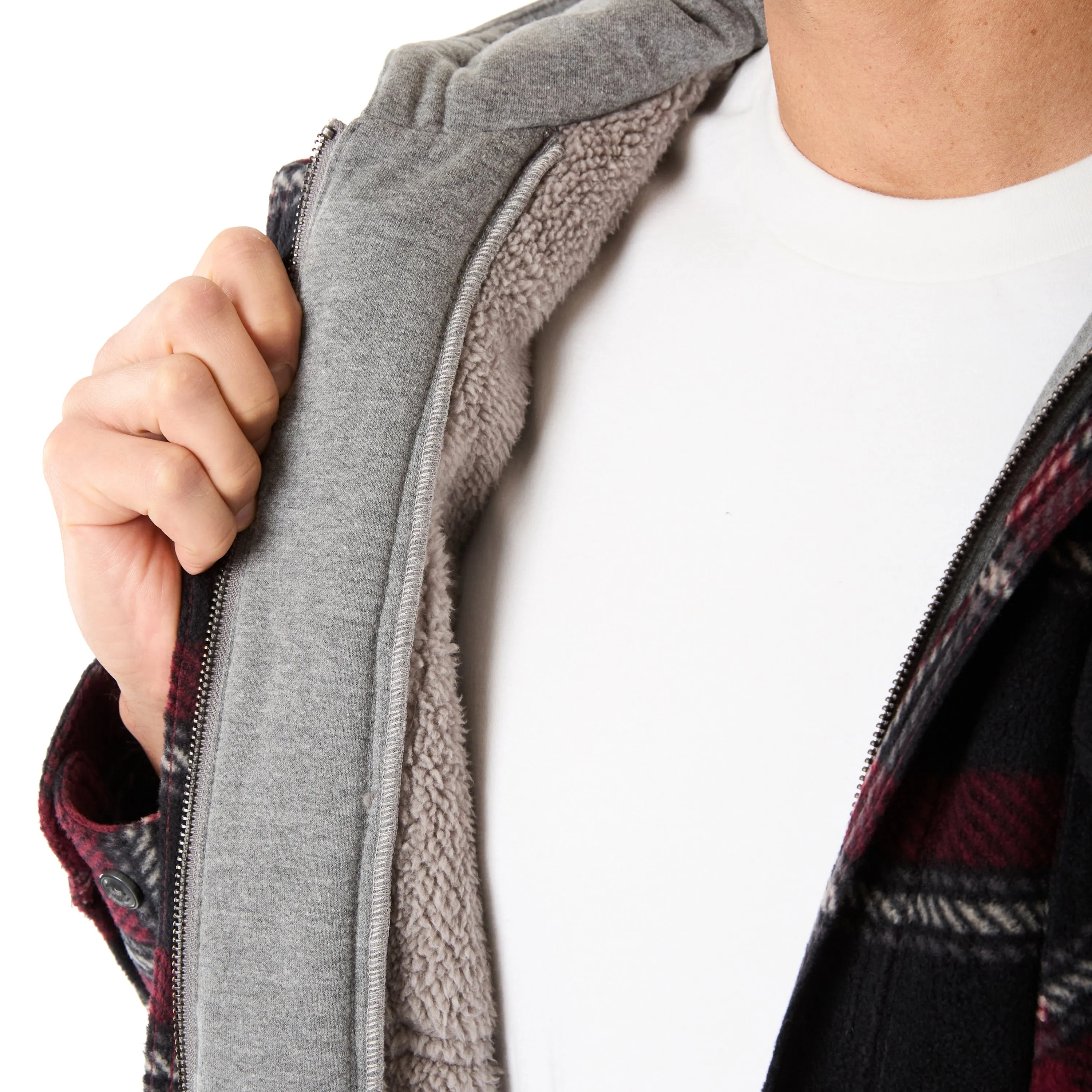 SHERPA-LINED MICROFLEECE SHIRT JACKET