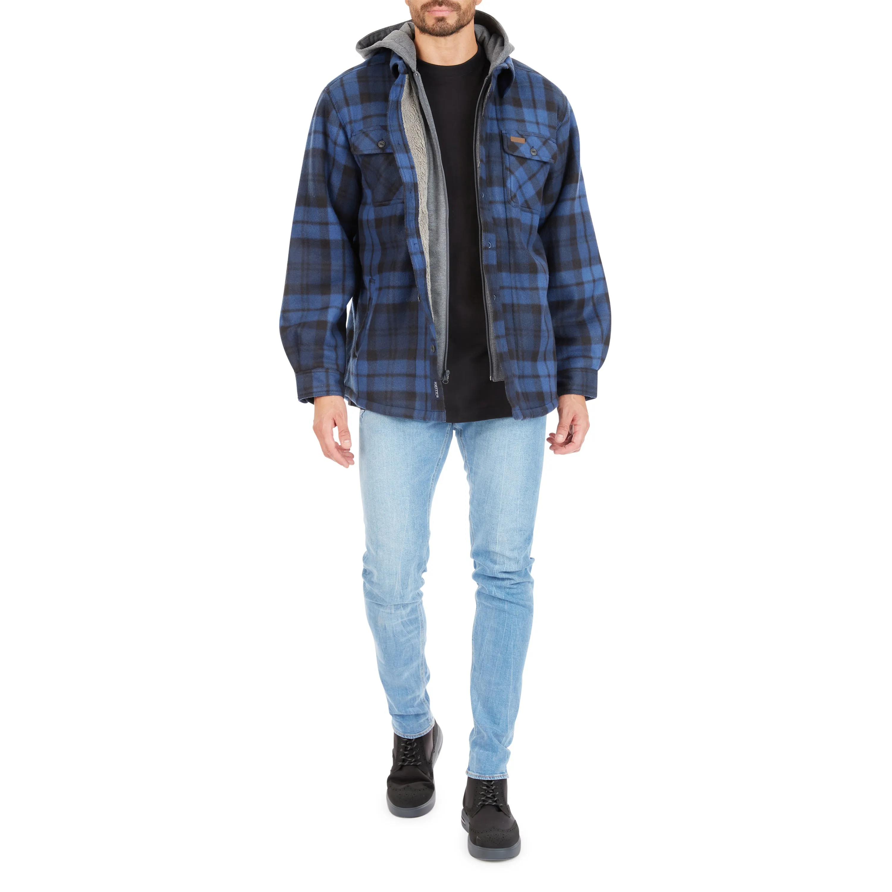 SHERPA-LINED MICROFLEECE SHIRT JACKET