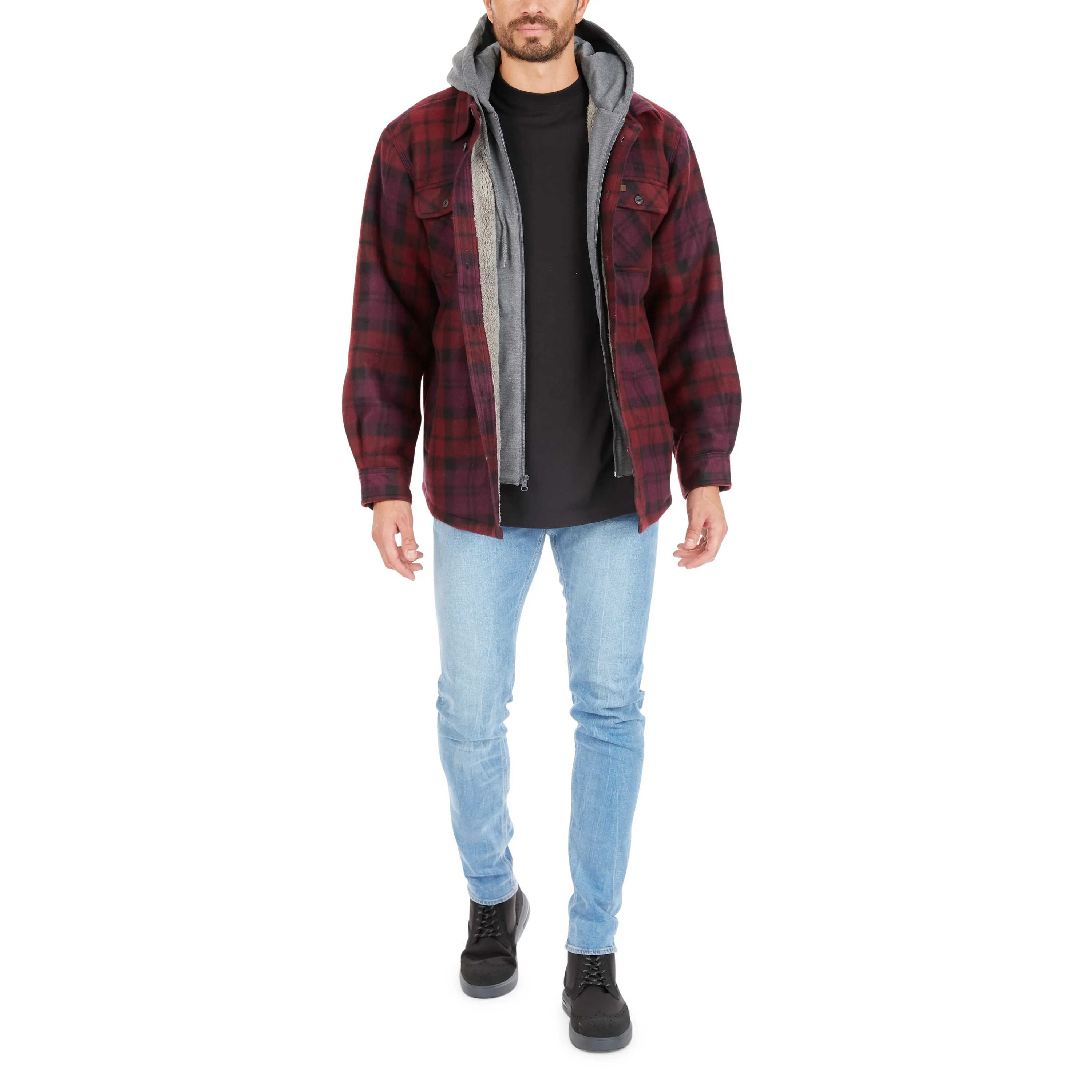 SHERPA-LINED MICROFLEECE SHIRT JACKET