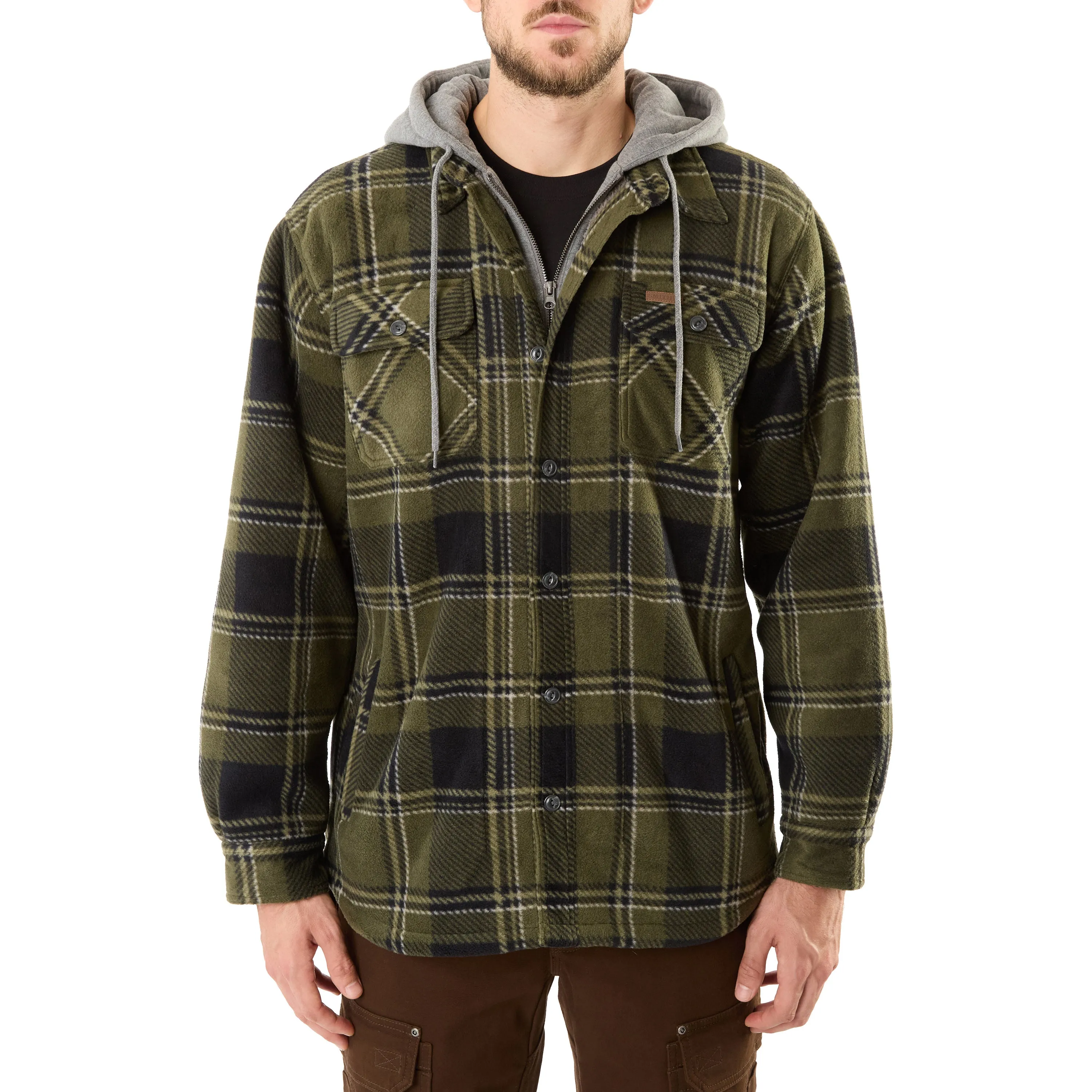 SHERPA-LINED MICROFLEECE SHIRT JACKET