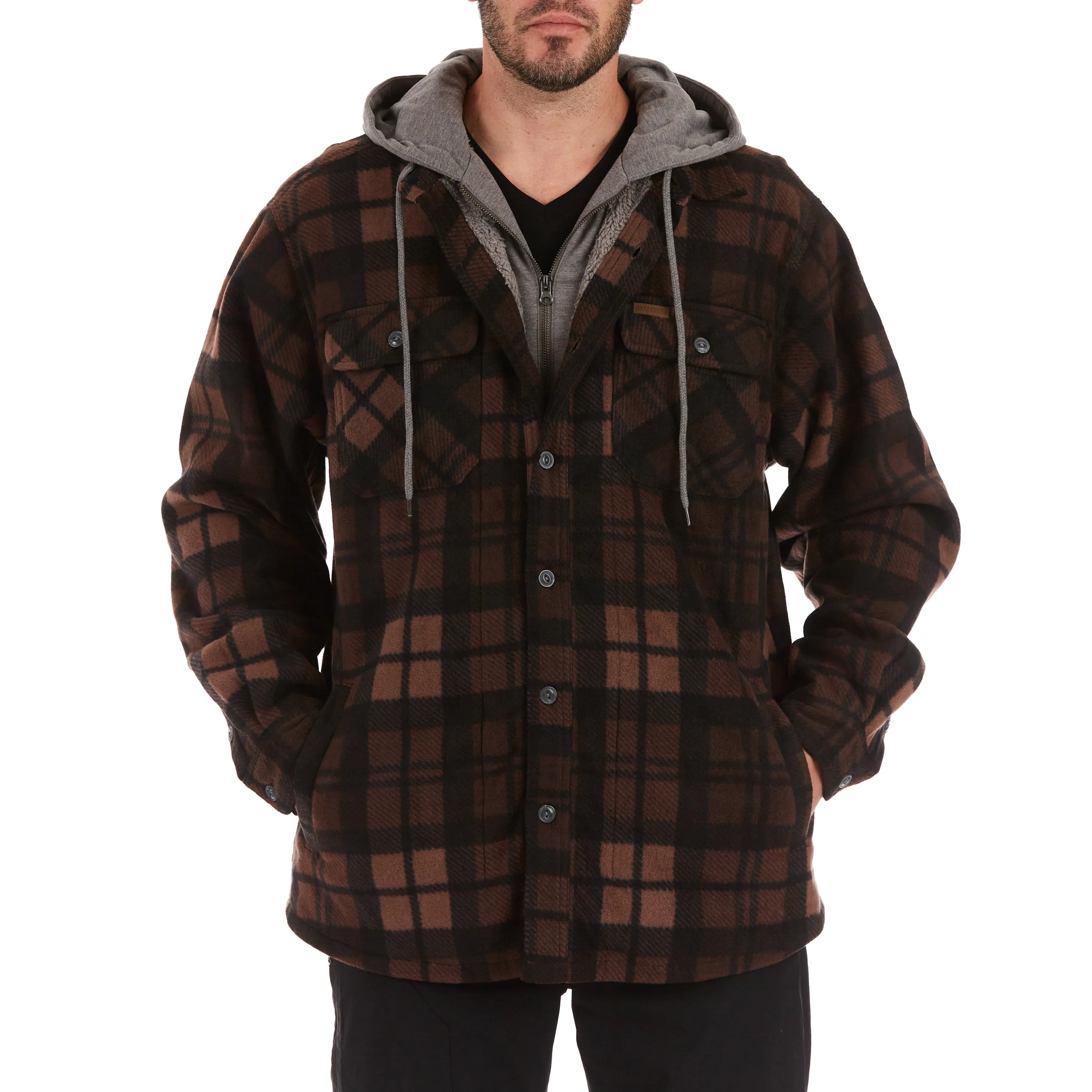 SHERPA-LINED MICROFLEECE SHIRT JACKET