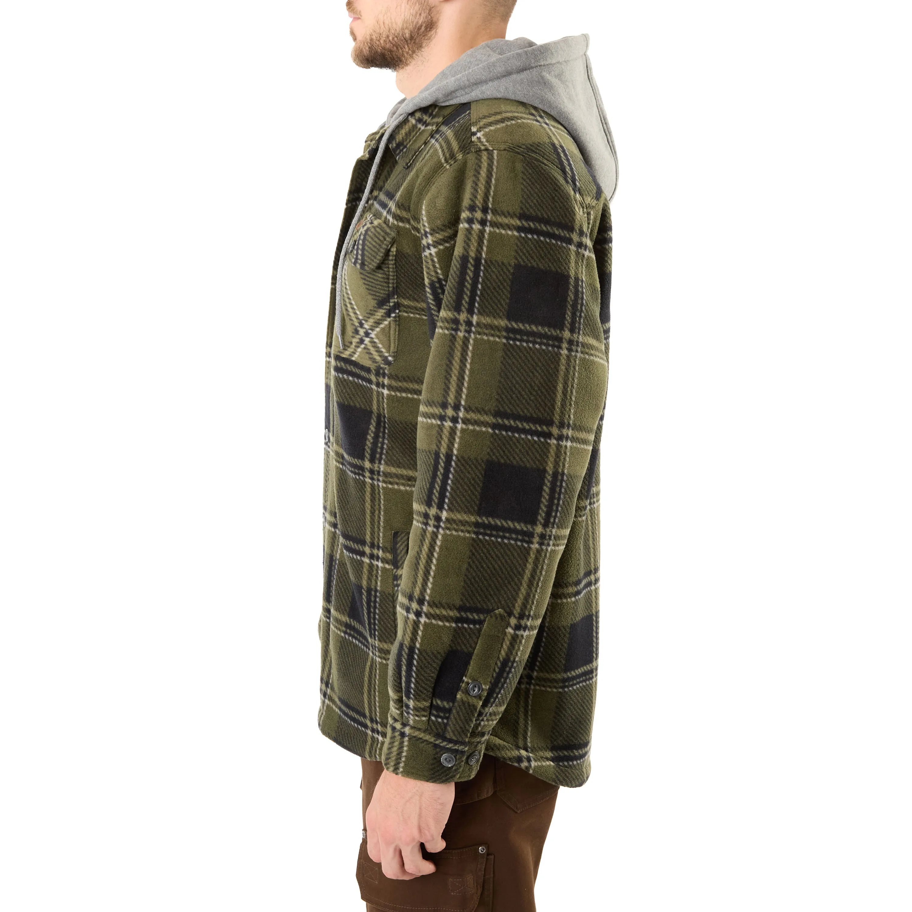 SHERPA-LINED MICROFLEECE SHIRT JACKET