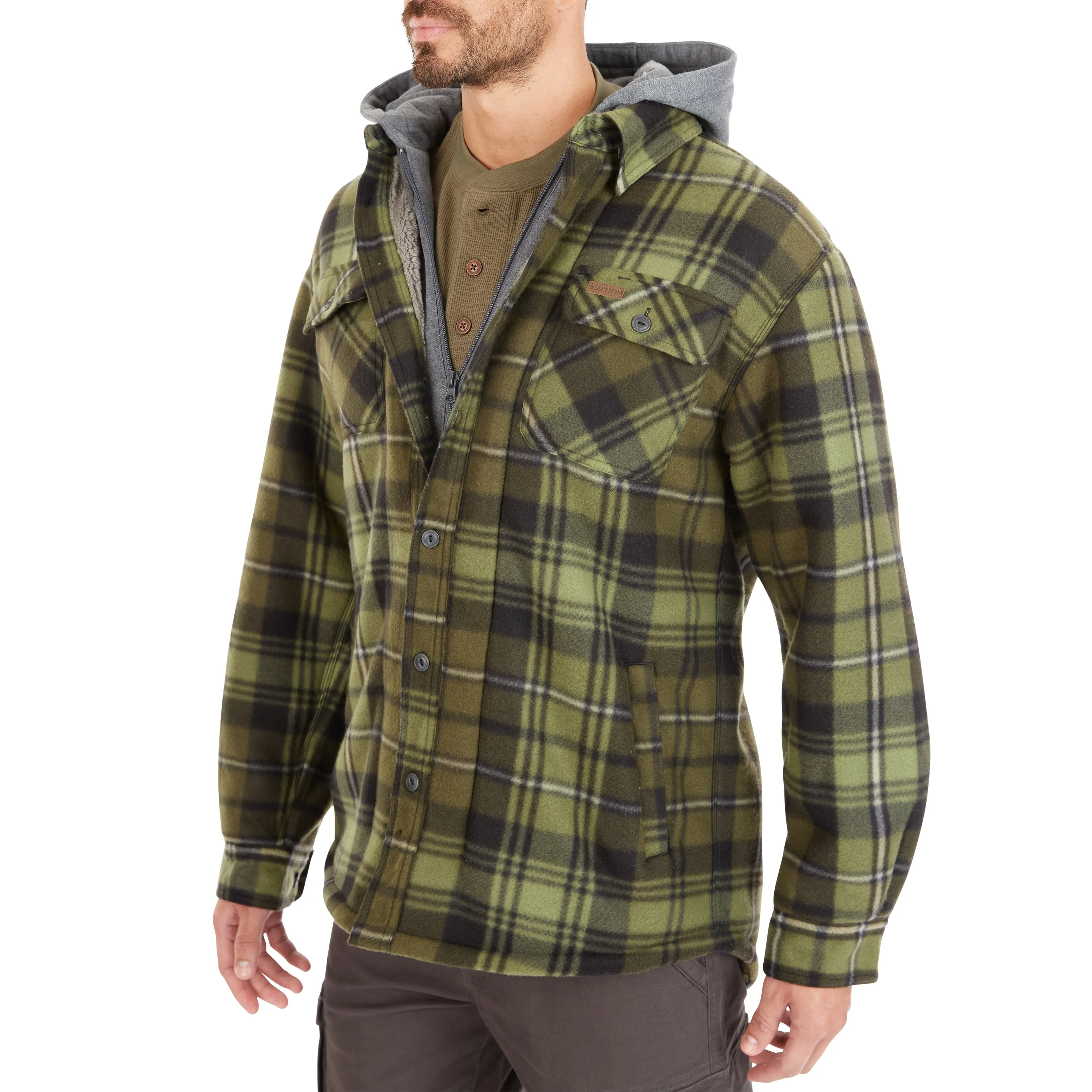 SHERPA-LINED MICROFLEECE SHIRT JACKET