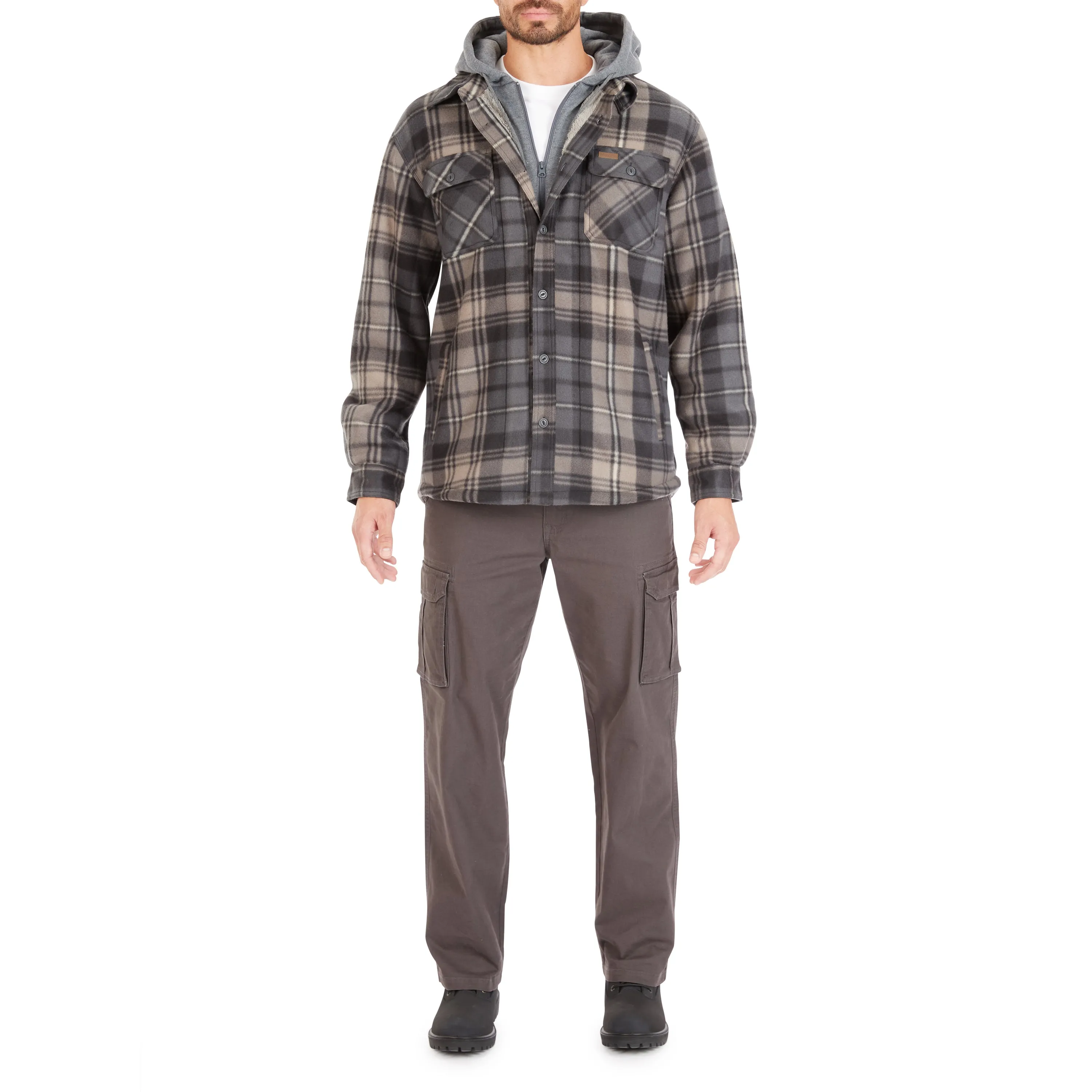 SHERPA-LINED MICROFLEECE SHIRT JACKET