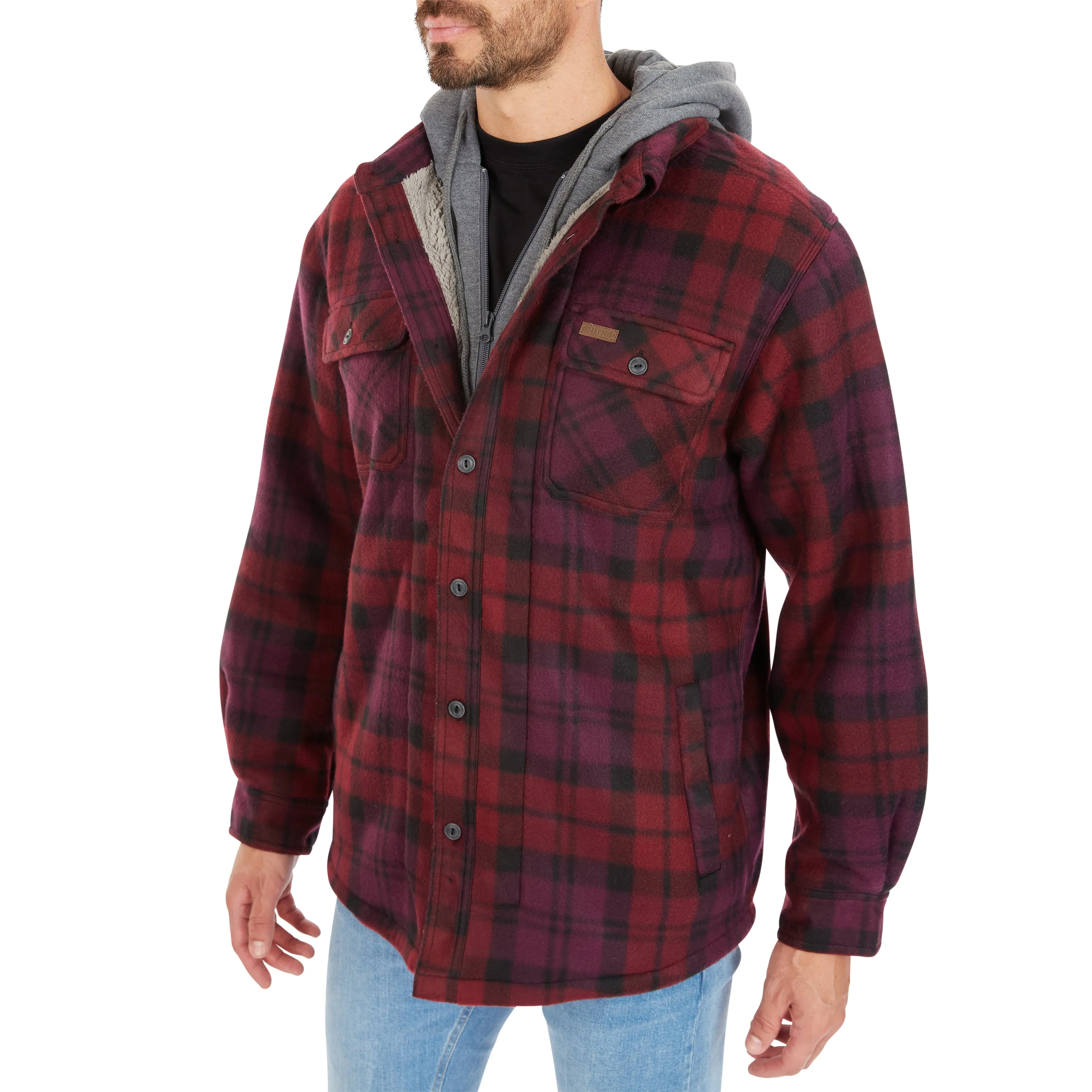 SHERPA-LINED MICROFLEECE SHIRT JACKET