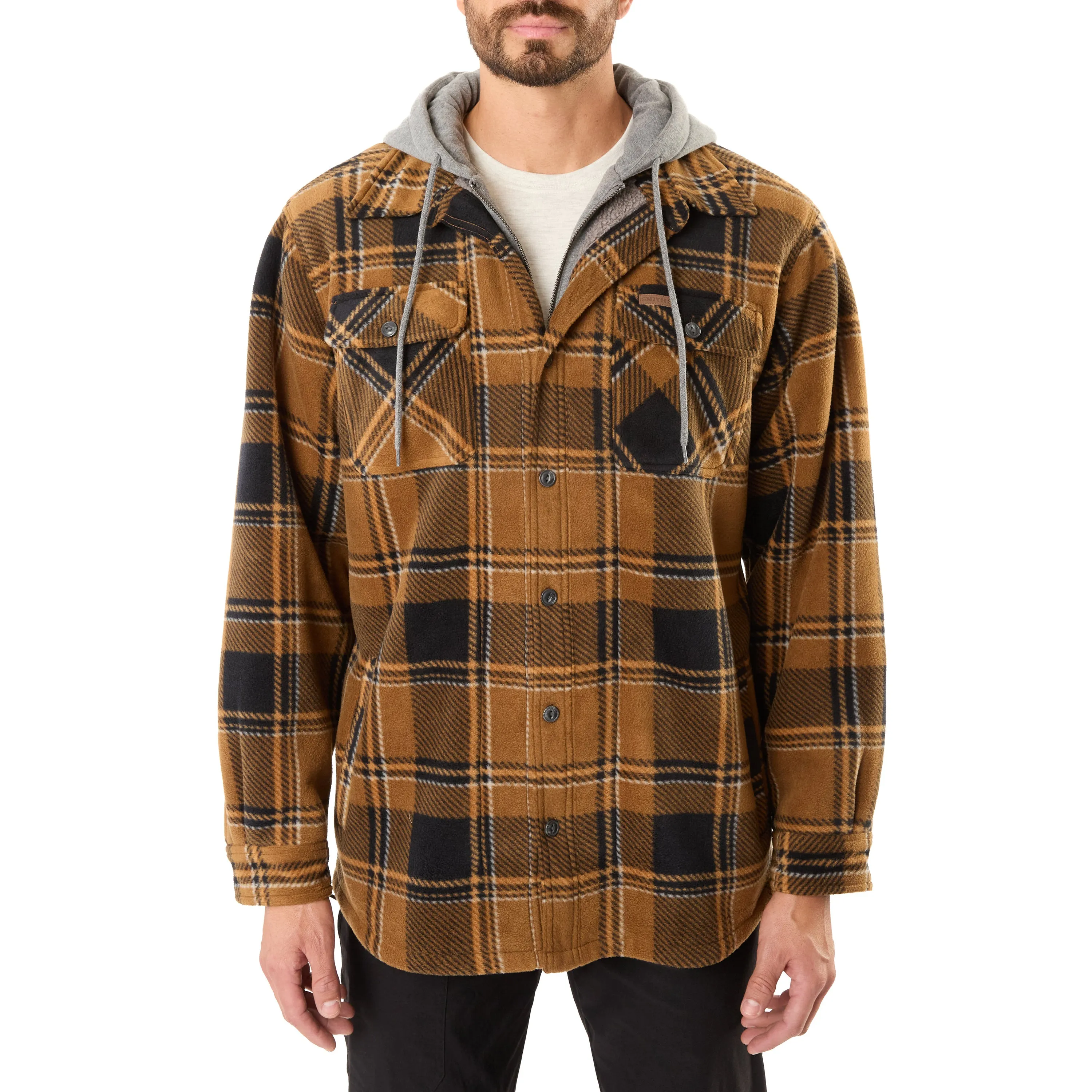 SHERPA-LINED MICROFLEECE SHIRT JACKET