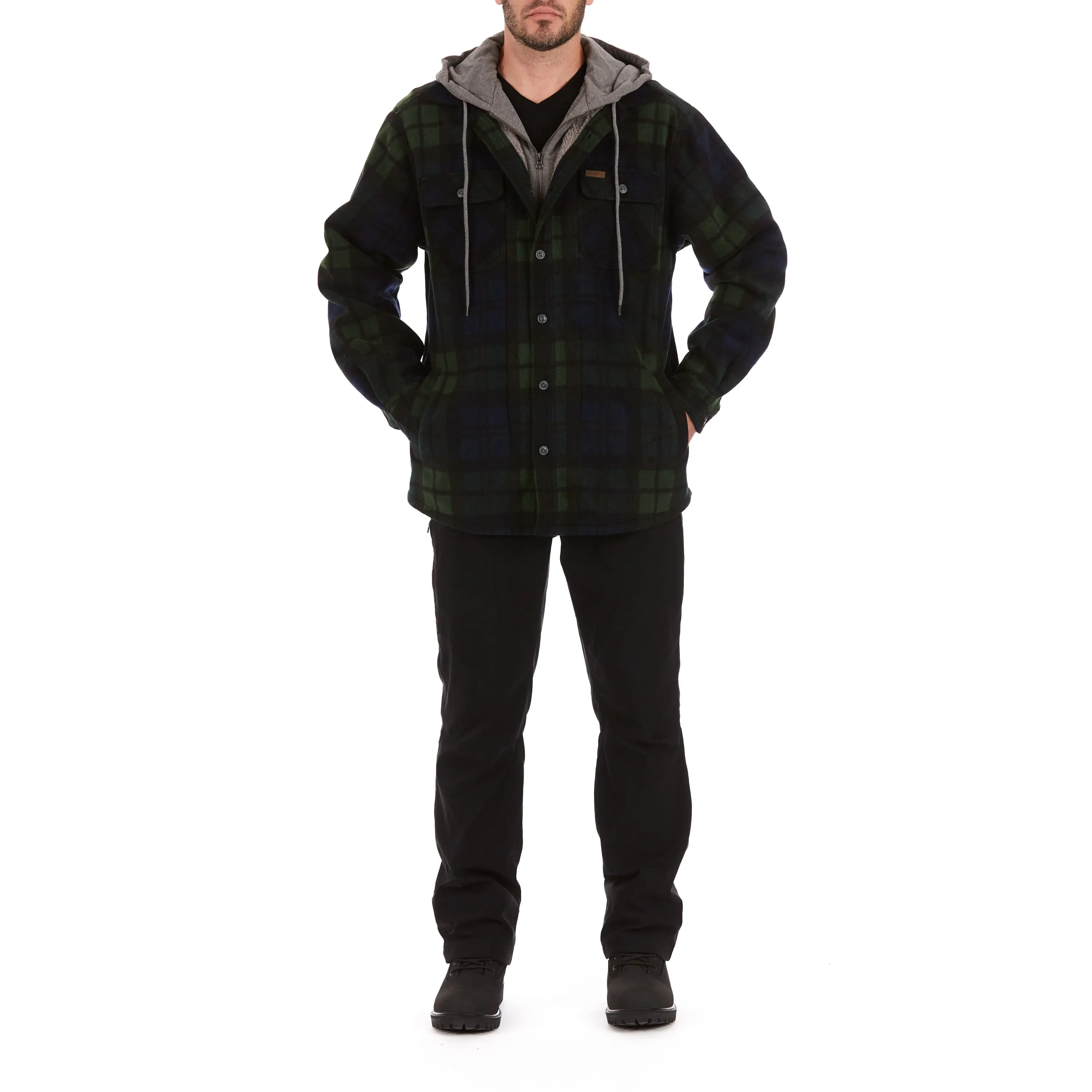 SHERPA-LINED MICROFLEECE SHIRT JACKET