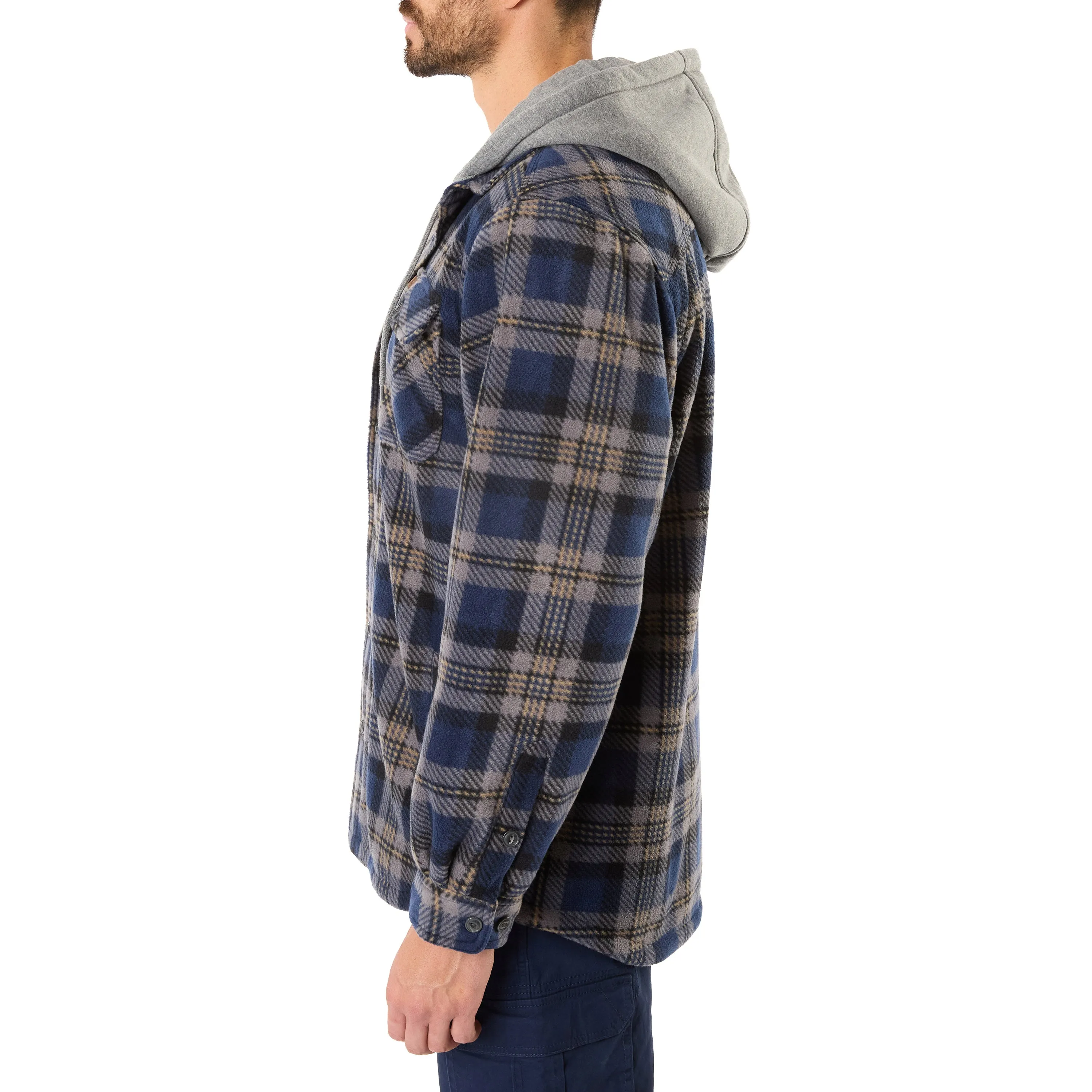 SHERPA-LINED MICROFLEECE SHIRT JACKET