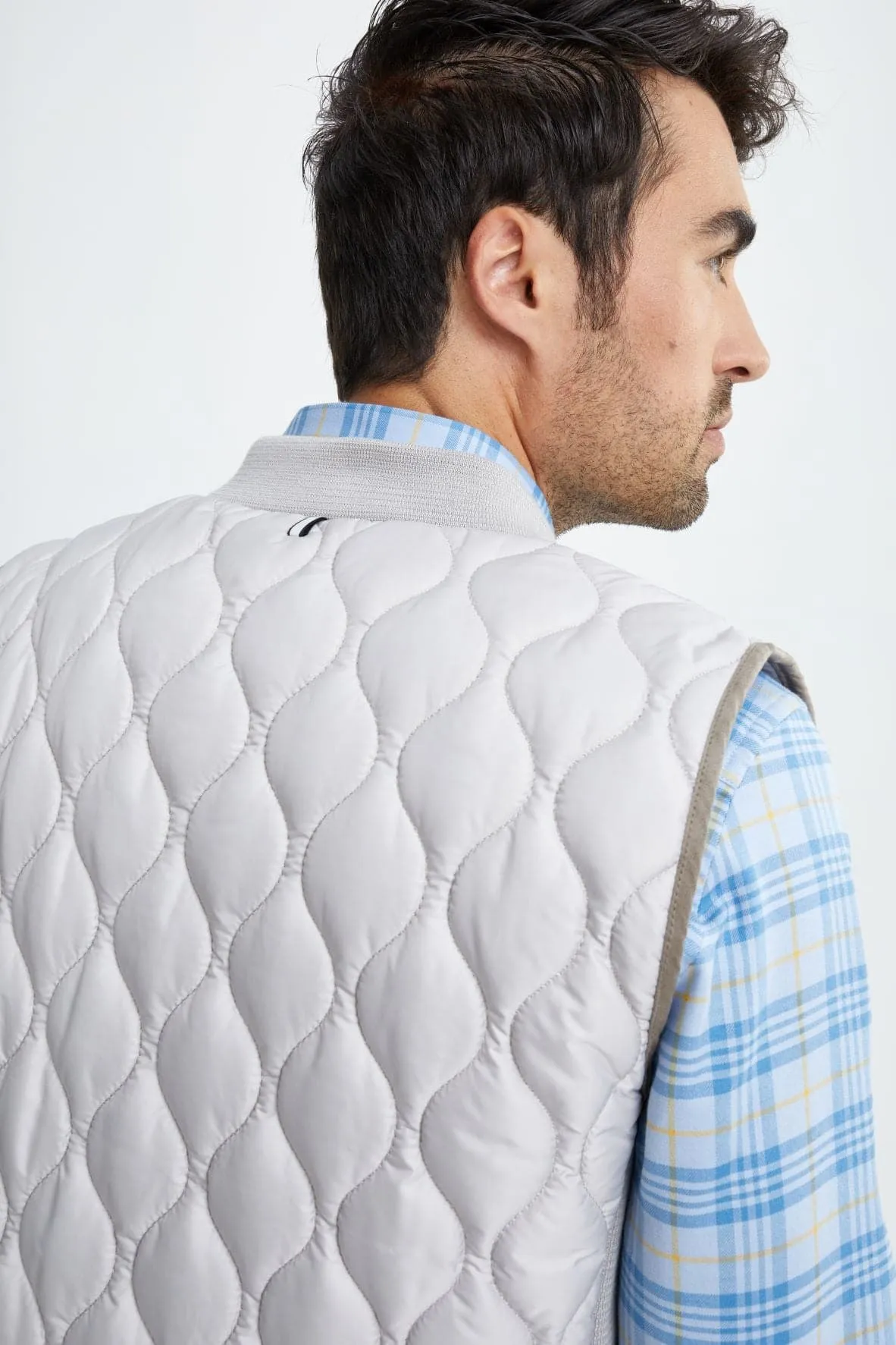 Silver Quilted Puffer Vest