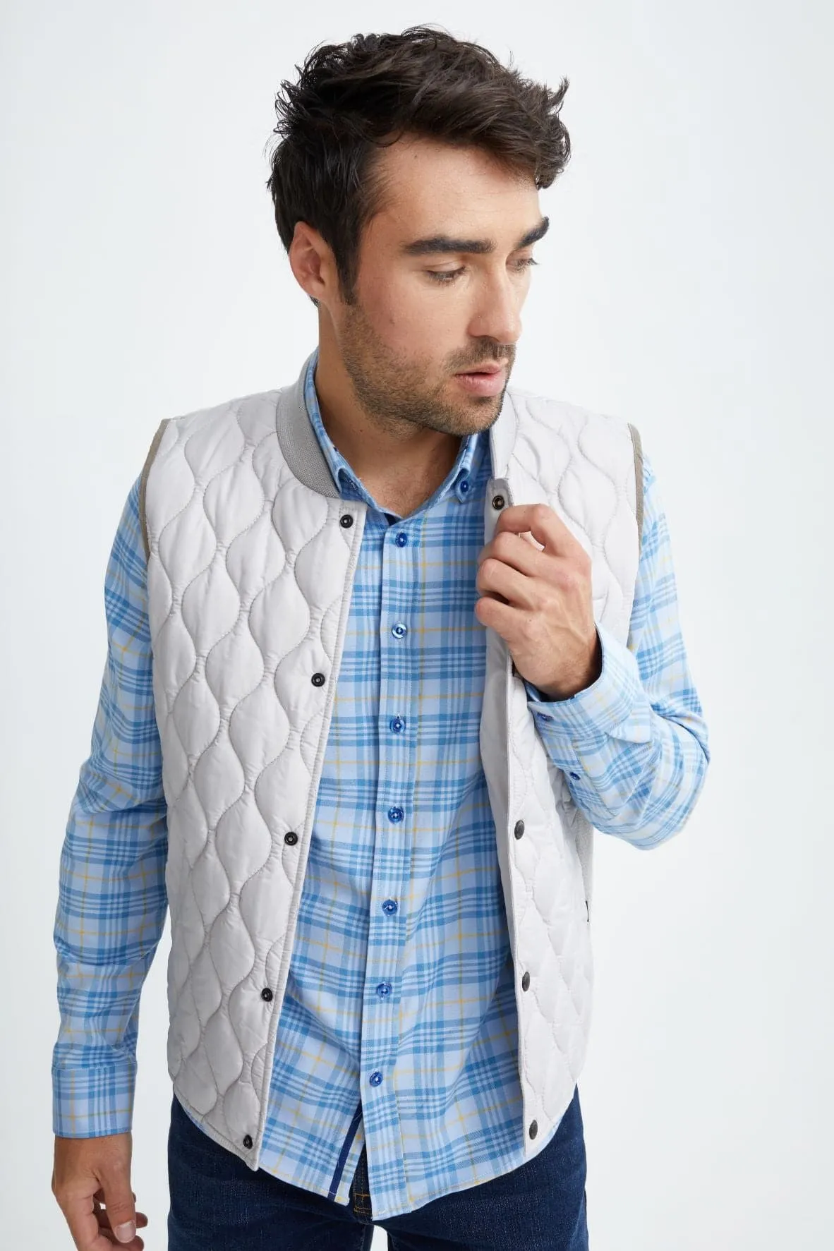 Silver Quilted Puffer Vest