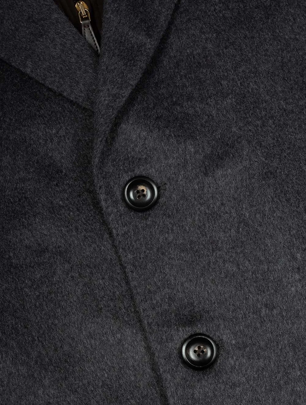 Single Breast Wool And Cashmere Blend Overcoat Charcoal