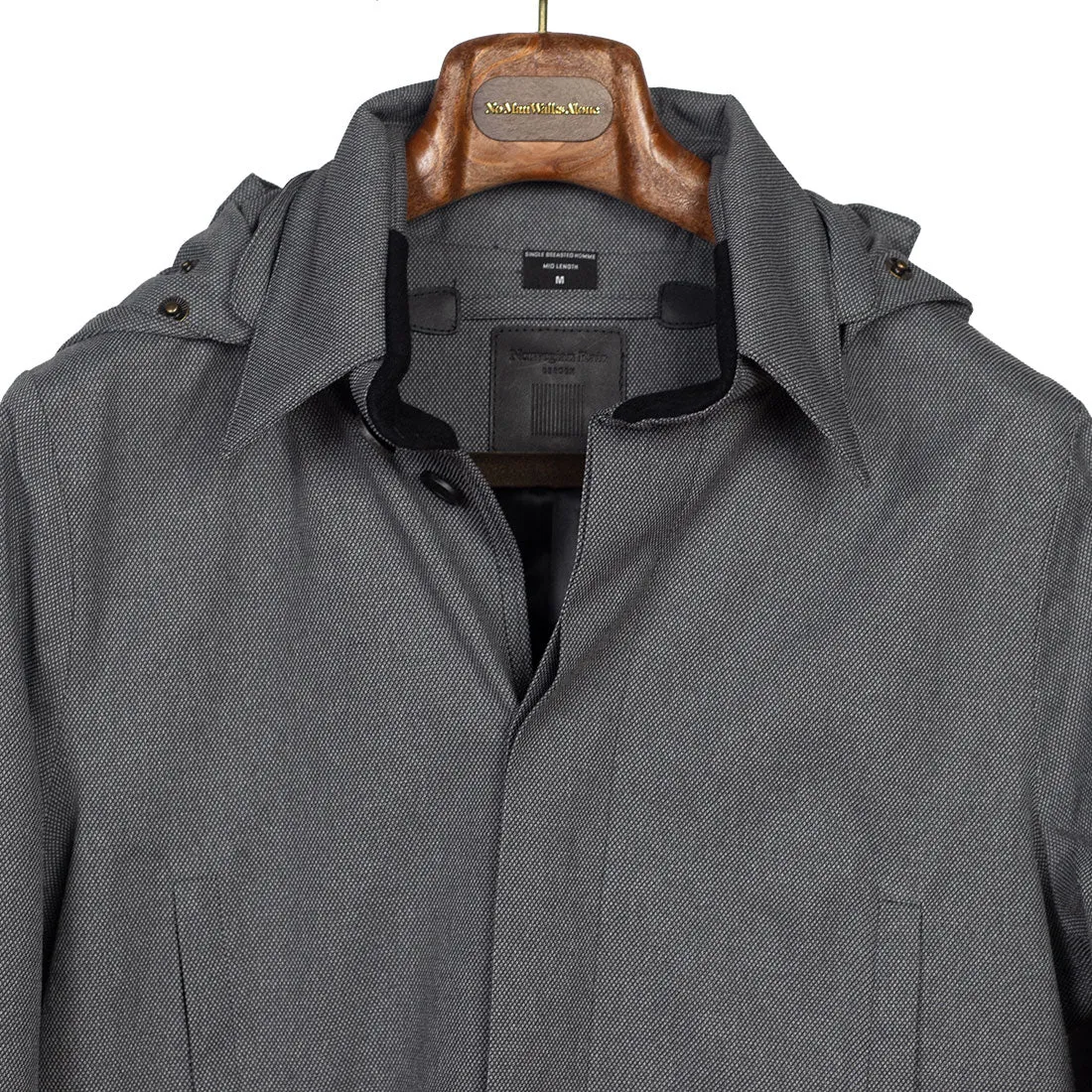 Single-Breasted raincoat in grey birdseye fabric