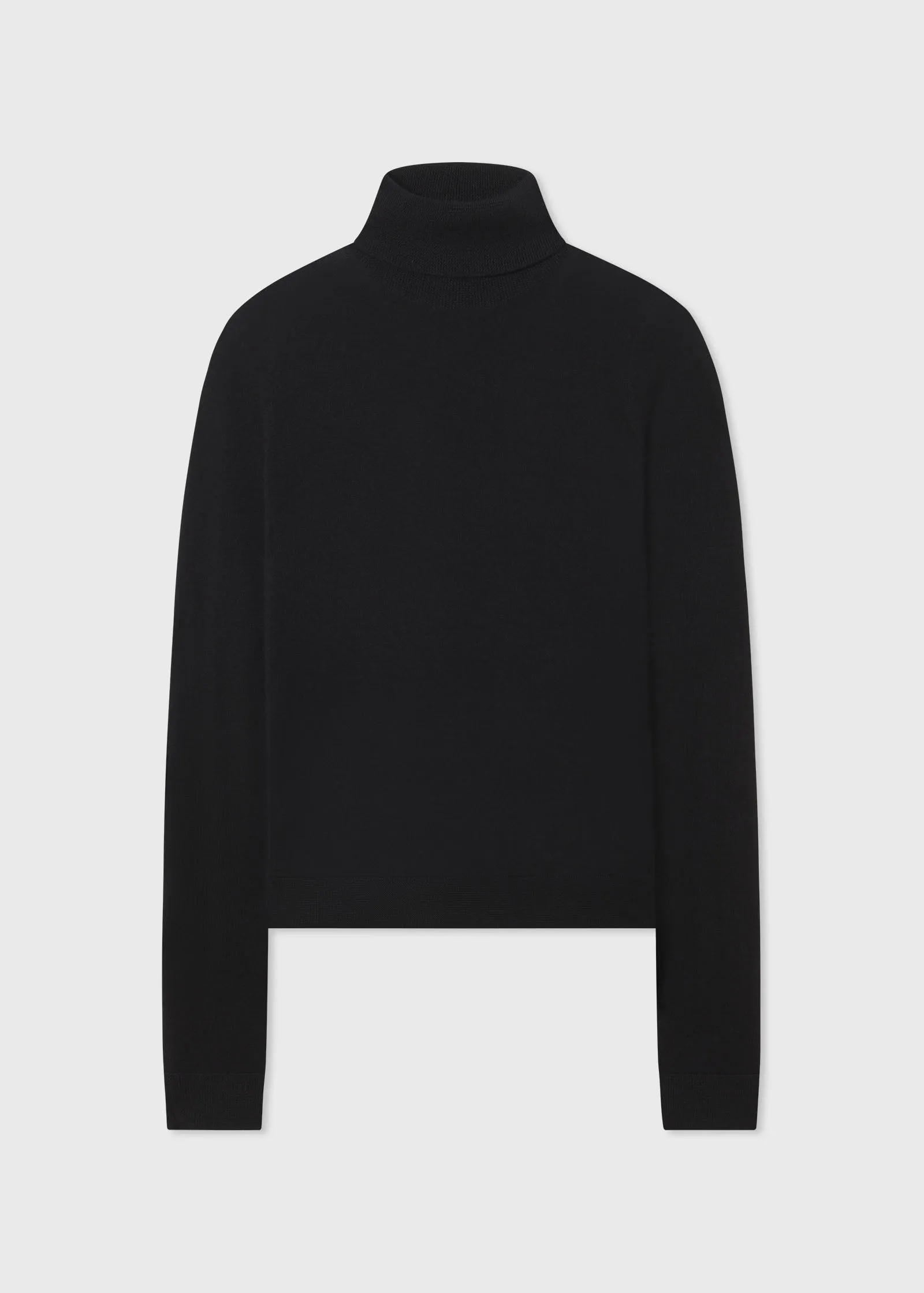 Slim Turtleneck Top in Fine Cashmere - Black