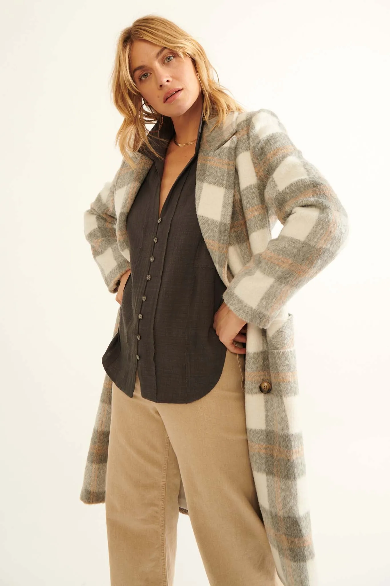 Snowy Creek Wool-Blend Plaid Overcoat