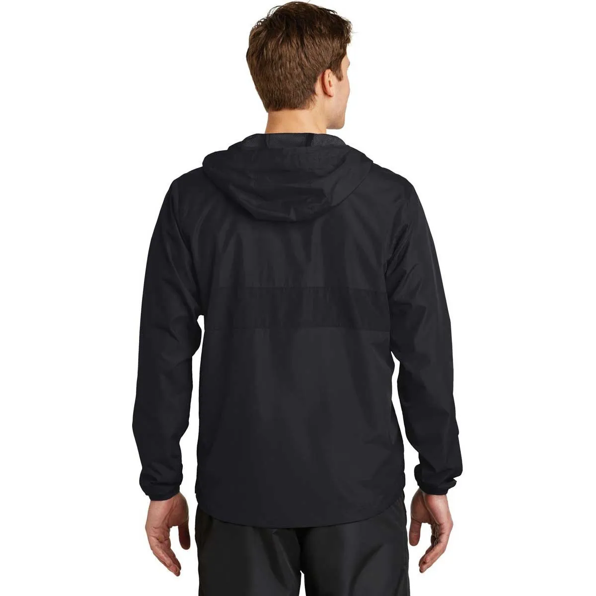 Sport-Tek Men's Black/Black Zipped Pocket Anorak