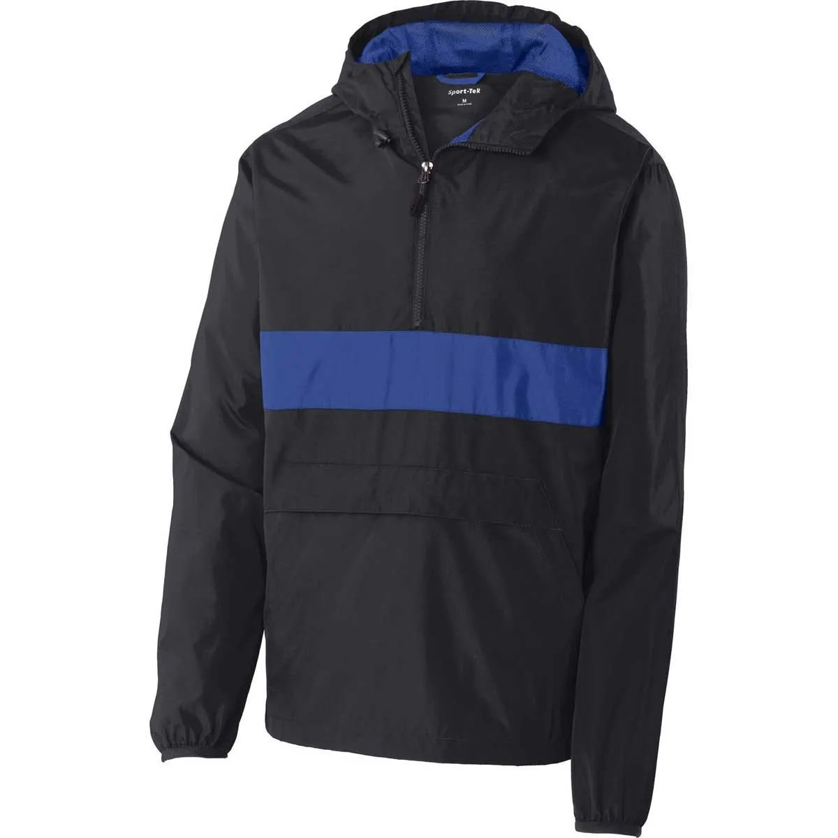 Sport-Tek Men's Black/True Royal Zipped Pocket Anorak