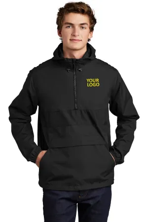 Sport-Tek Zipped Pocket Custom Anorak Jackets, Black/ Black