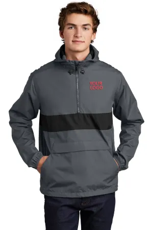 Sport-Tek Zipped Pocket Custom Anorak Jackets, Graphite Grey/ Black