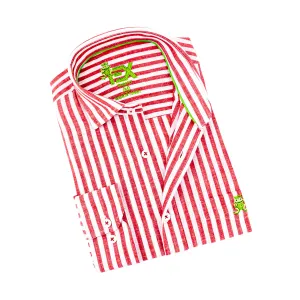 Stanford Stripe FROG Linen Shirt - Red