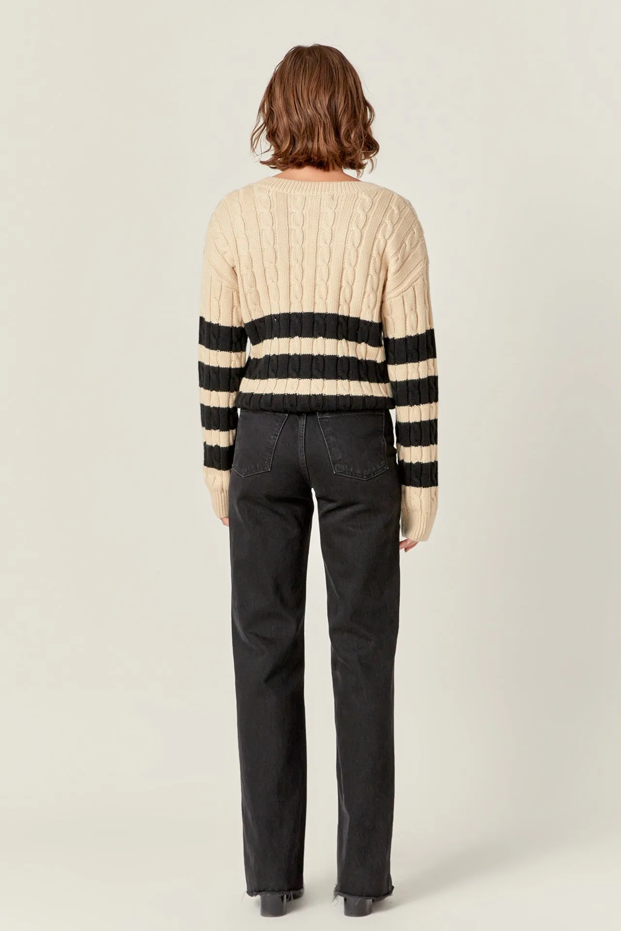 Striped Cable Knit Sweater