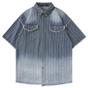 Striped Denim Button Up Shirt