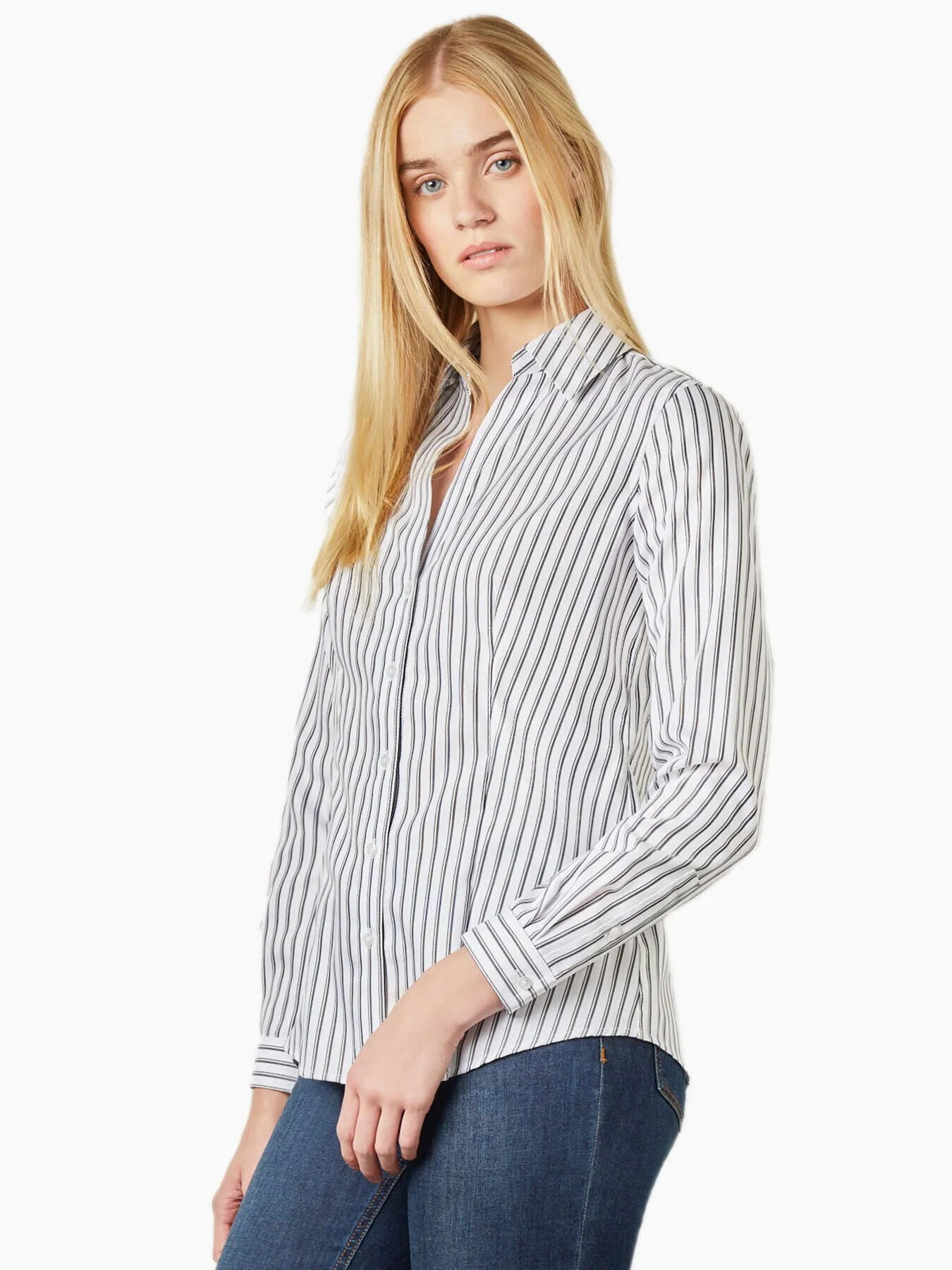 Striped Easy-Care Button-Up Shirt