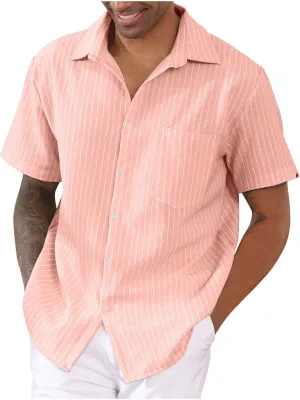 TEEK - Striped Short Sleeve Lapel Shirt