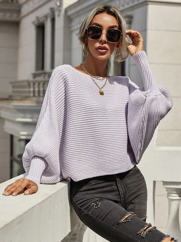 Toleet-Winter outfits Women's Loose Crew Neck Pullover Long Sleeve Sweater