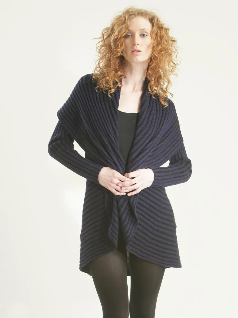 Two-Tone Ribbed Circle Cardigan