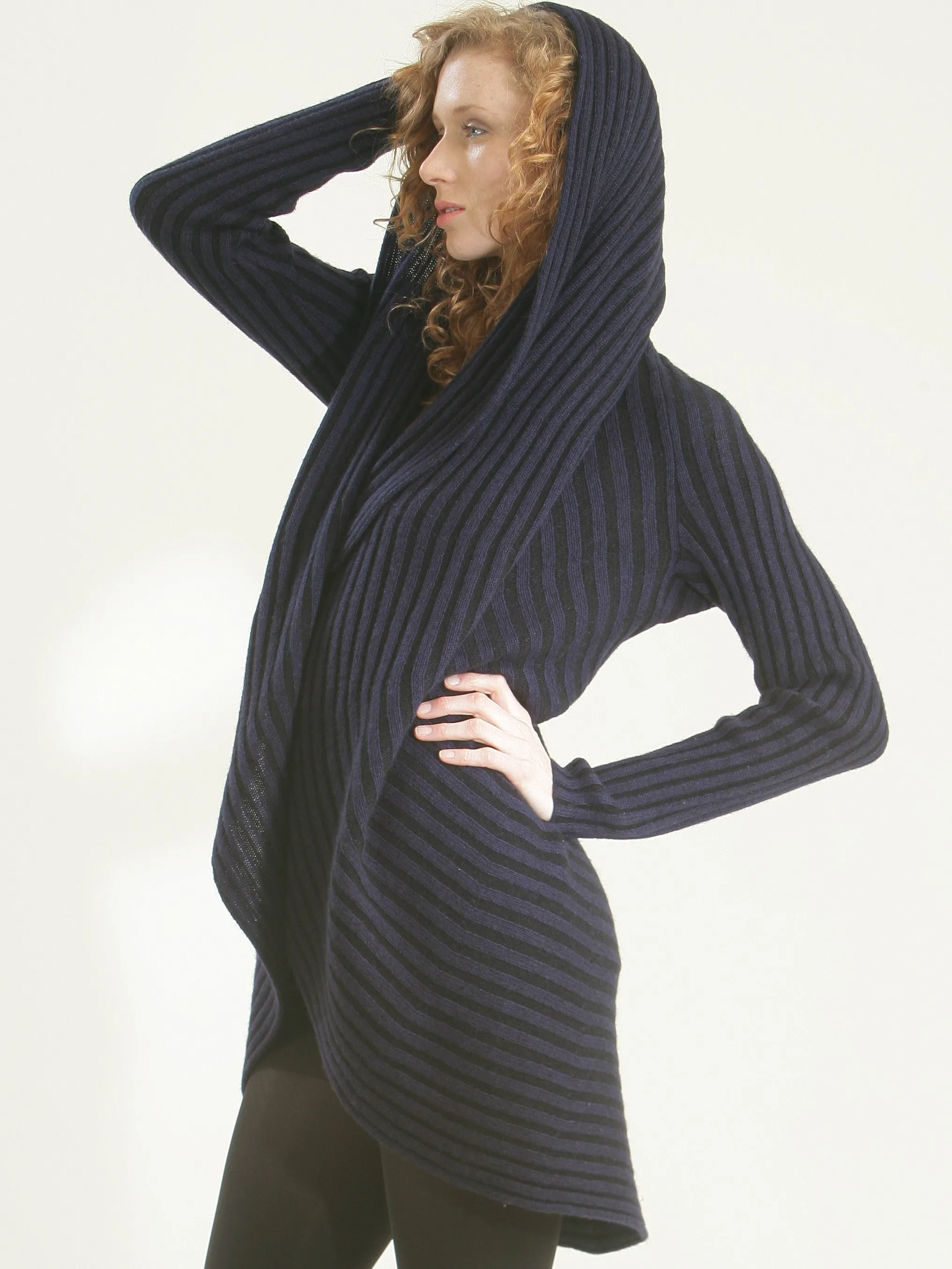 Two-Tone Ribbed Circle Cardigan