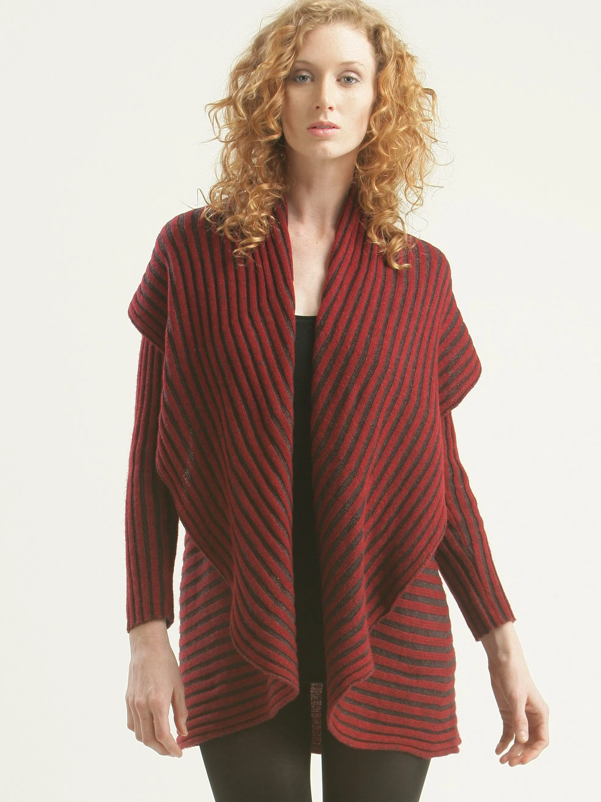 Two-Tone Ribbed Circle Cardigan