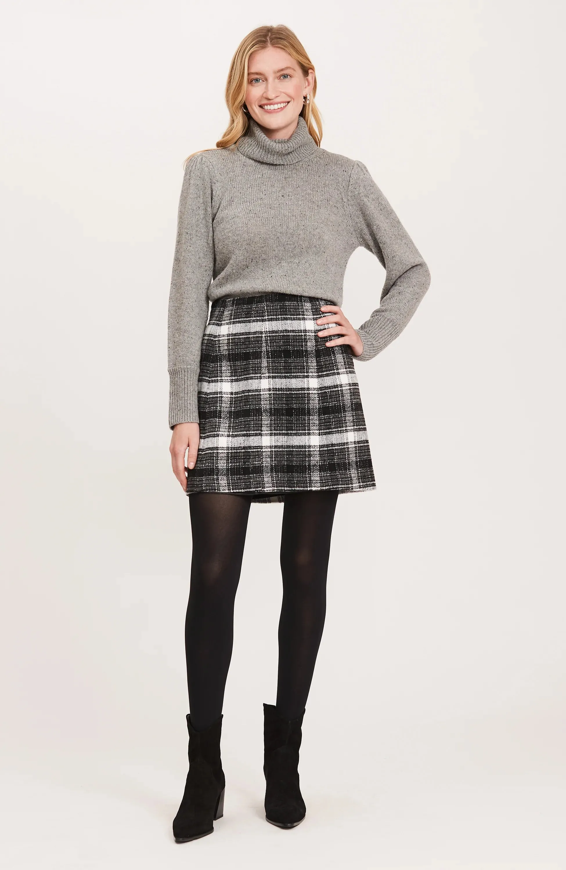 Tyler Boe Plaid Four Panel Skirt Black