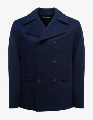 Valentino Garavani Navy Blue Double-Breasted Wool Jacket