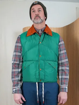 Vintage Green To Orange Reversible Down Vest