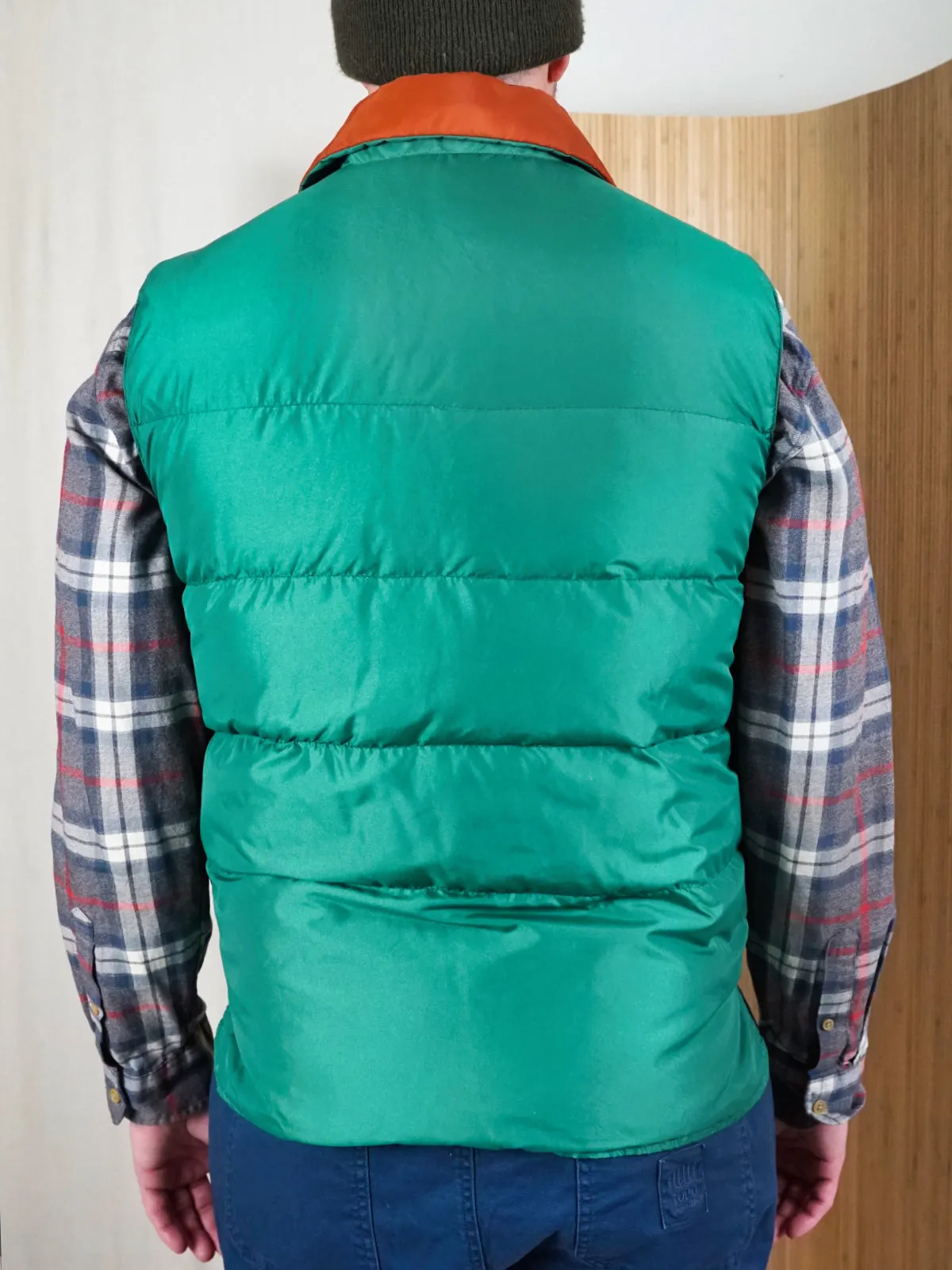 Vintage Green To Orange Reversible Down Vest